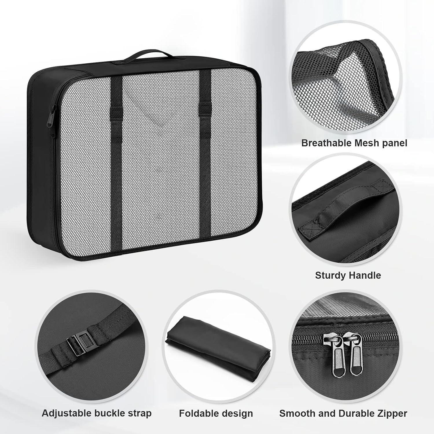 image:imageDIMJ Packing Cubes for Travel 8 Pack Travel Packing Organizers Travel Cubes for Packing Black