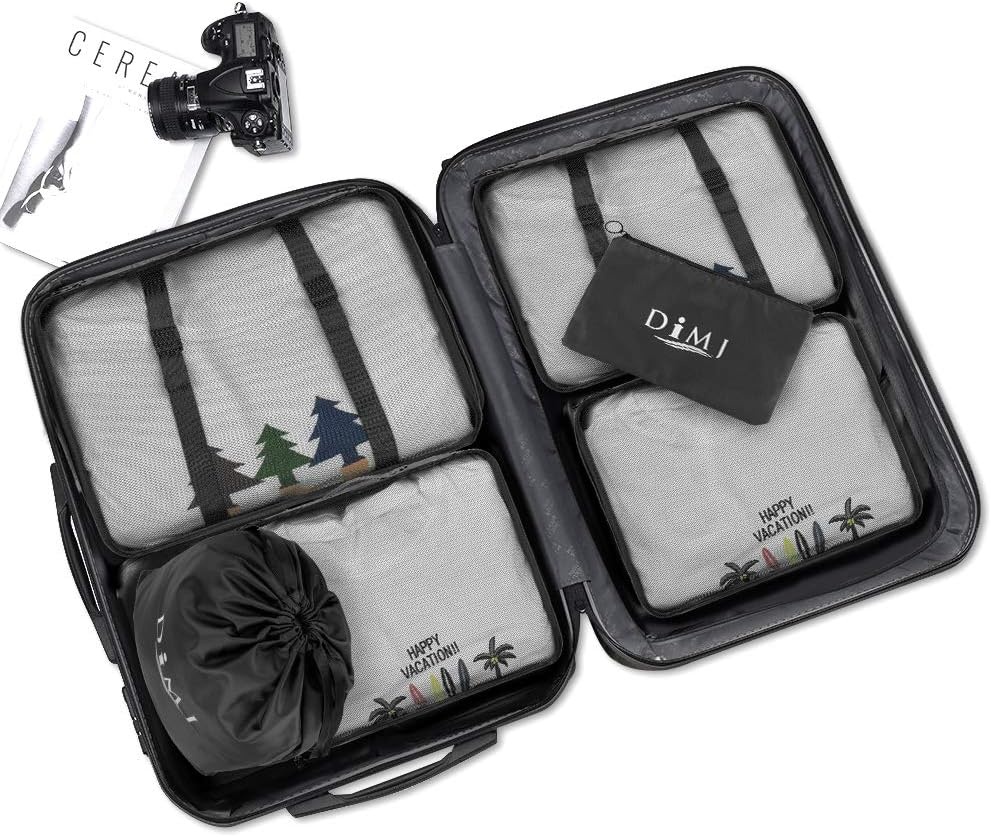 image:imageDIMJ Packing Cubes for Travel 8 Pack Travel Packing Organizers Travel Cubes for Packing Black