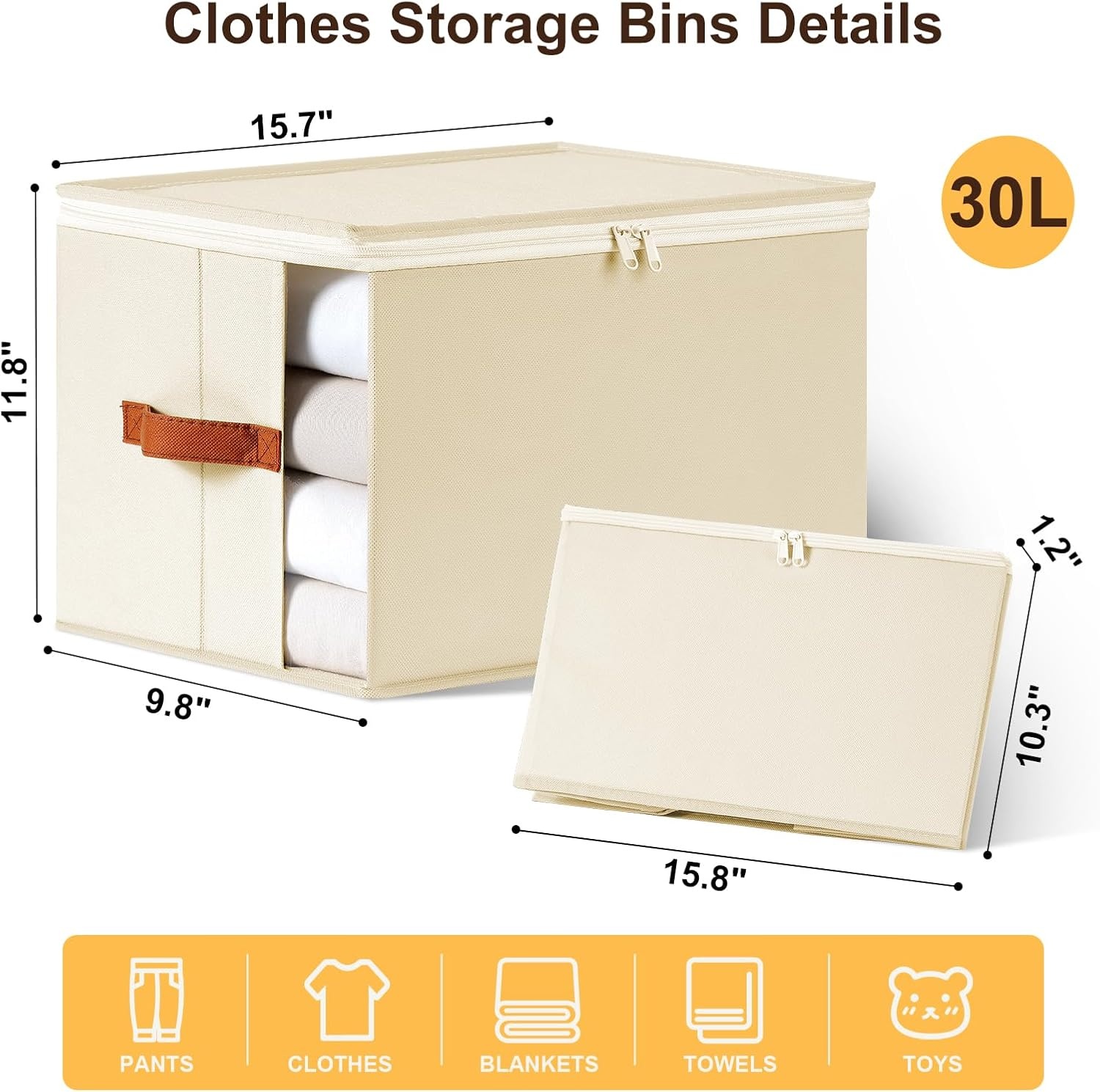 image:imageDIMJ Storage Bins With Lids Large Clothes Storage Bins with Window Sheet Organizers and Storage Foldable Closet Sheet Organizer Containers for Clothing Sweater Blanket 4 Pack Beige