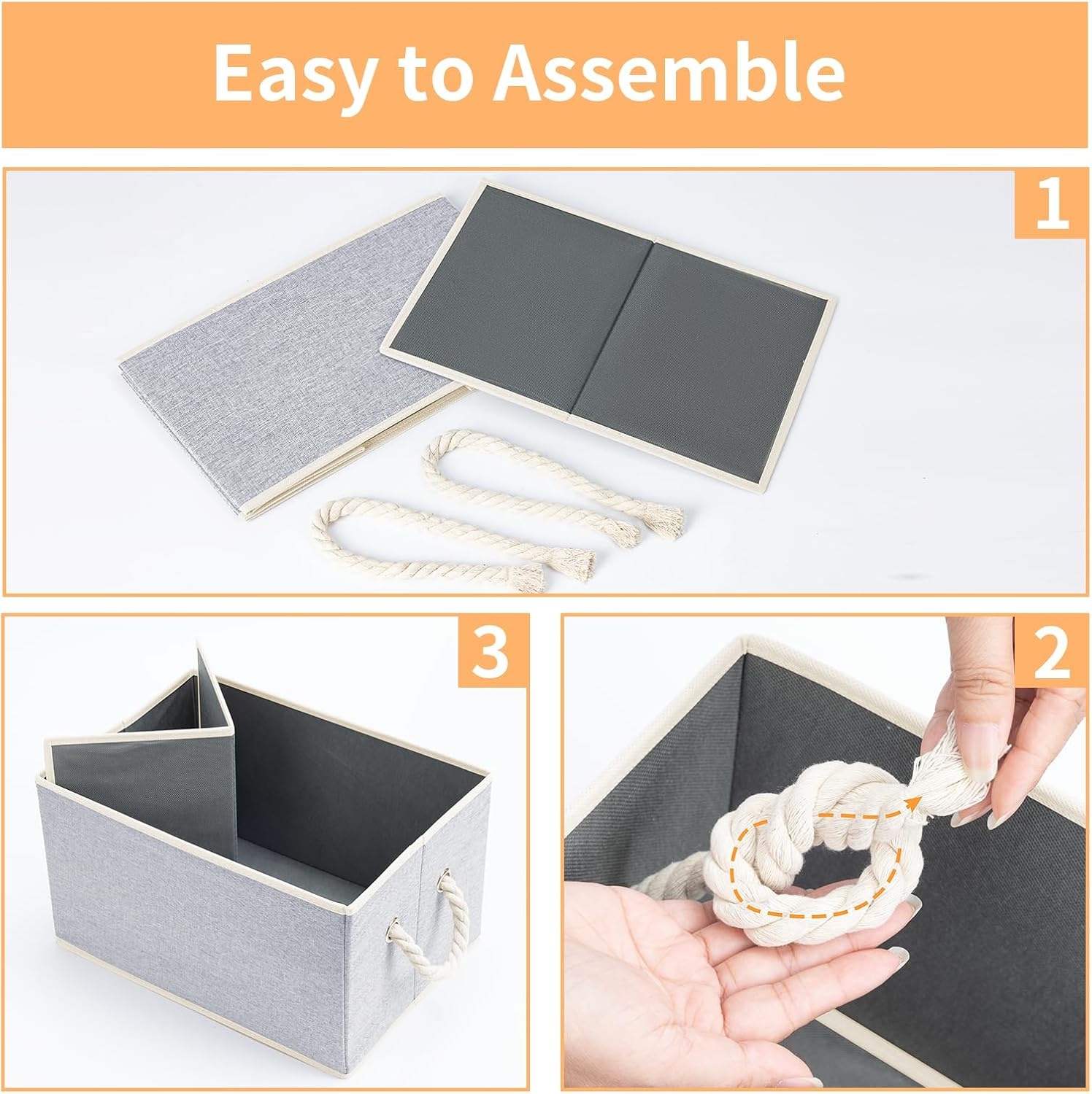 image:imageDIMJ Storage Bins with Lids Closet Organizers and Storage Collapsible Storage Bins for Organization Fabric Clothes Organizers and Storage Boxes with Lids for Closet 4 Pack Grey