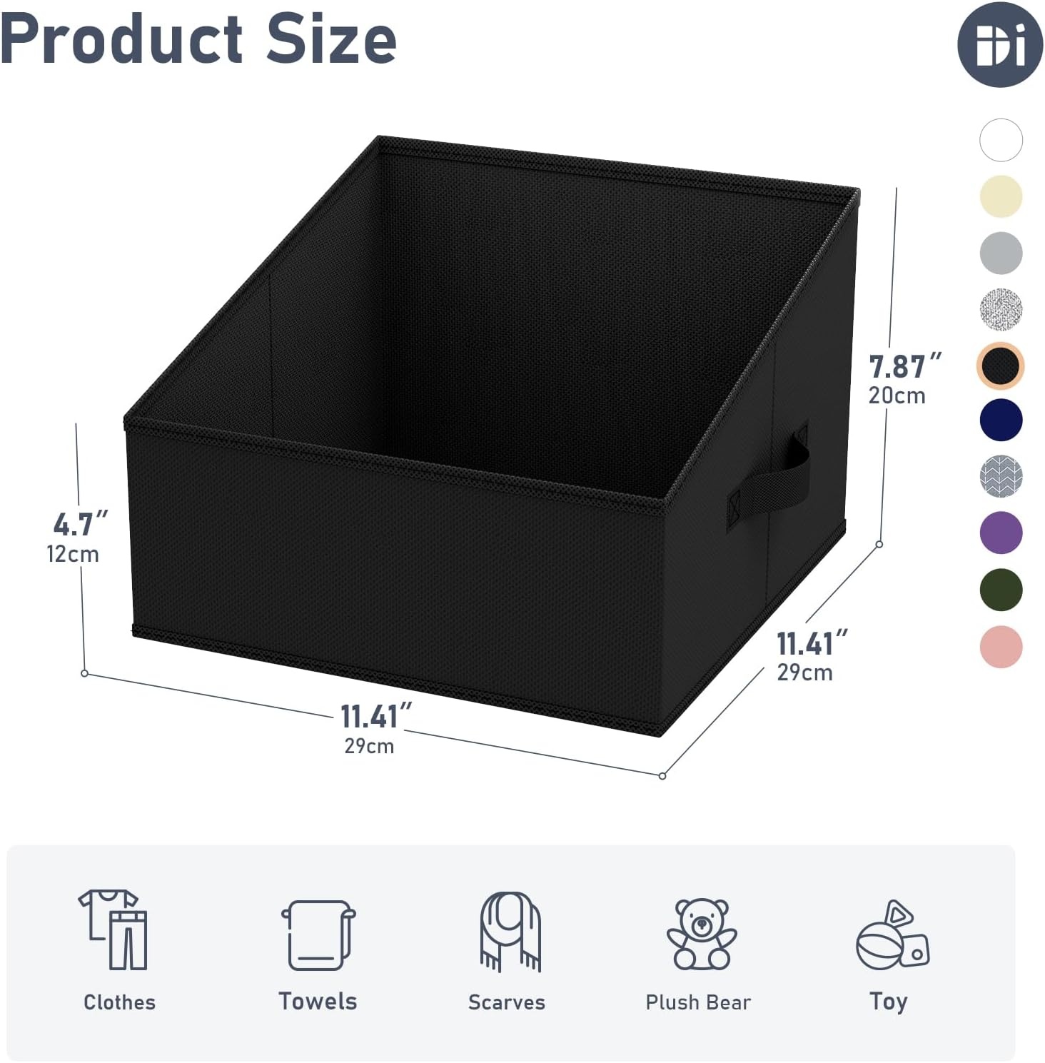 image:imageDIMJ Trapezoid Storage Bins for closet shelves Closet Organzier Bins with Handle Foldable Closet Storage Bins Basket Closet Organizers and Storage for Toys Books 6 Packs BlackBlack