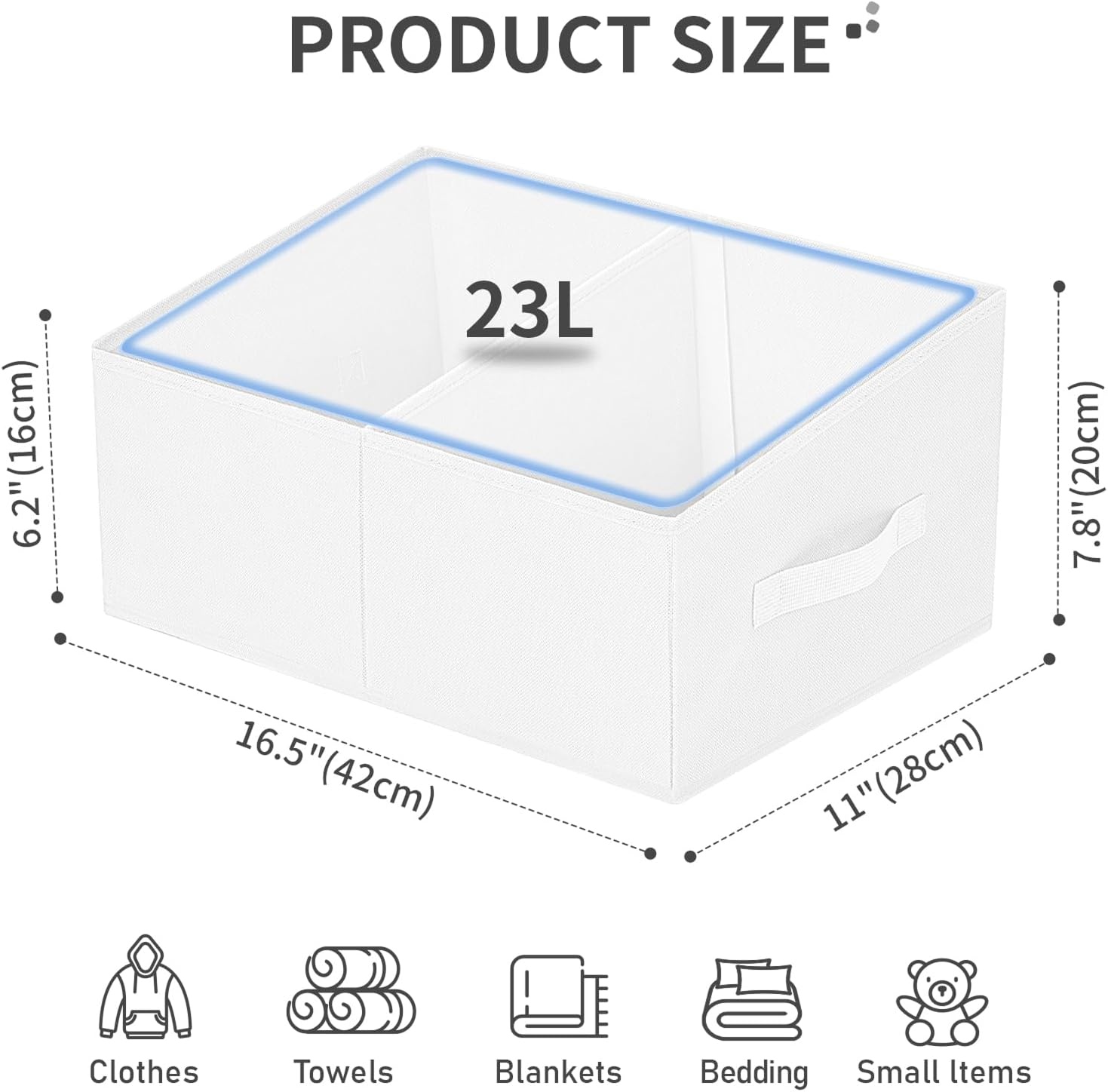 image:imageDIMJ Trapezoid Storage Bins for closet shelves Closet Organzier Bins with Handle Foldable Closet Storage Bins Basket Closet Organizers and Storage for Toys Books 6 Packs BlackWhite