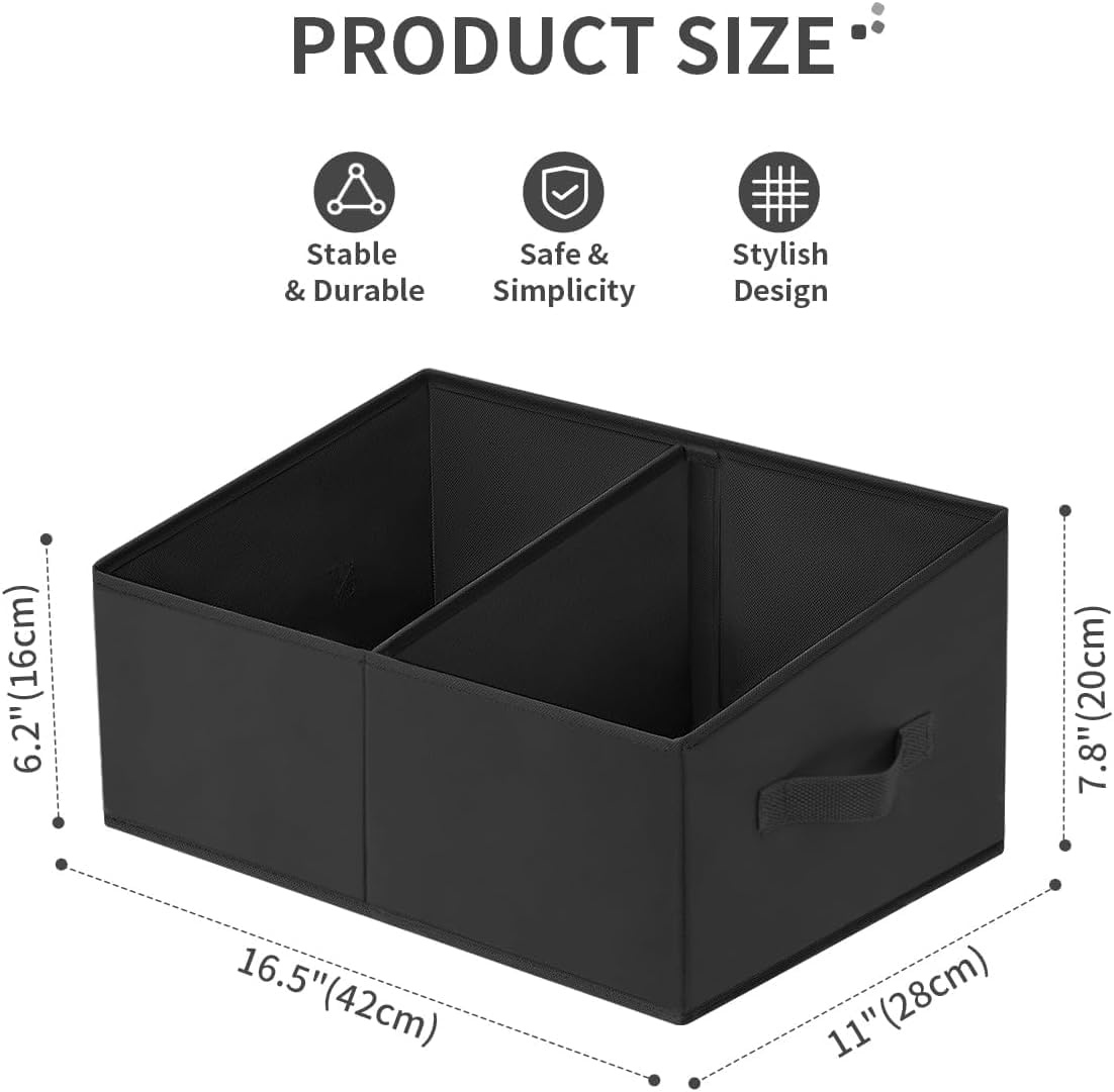 image:imageDIMJ Trapezoid Storage Bins for closet shelves Closet Organzier Bins with Handle Foldable Closet Storage Bins Basket Closet Organizers and Storage for Toys Books 6 Packs BlackBlack