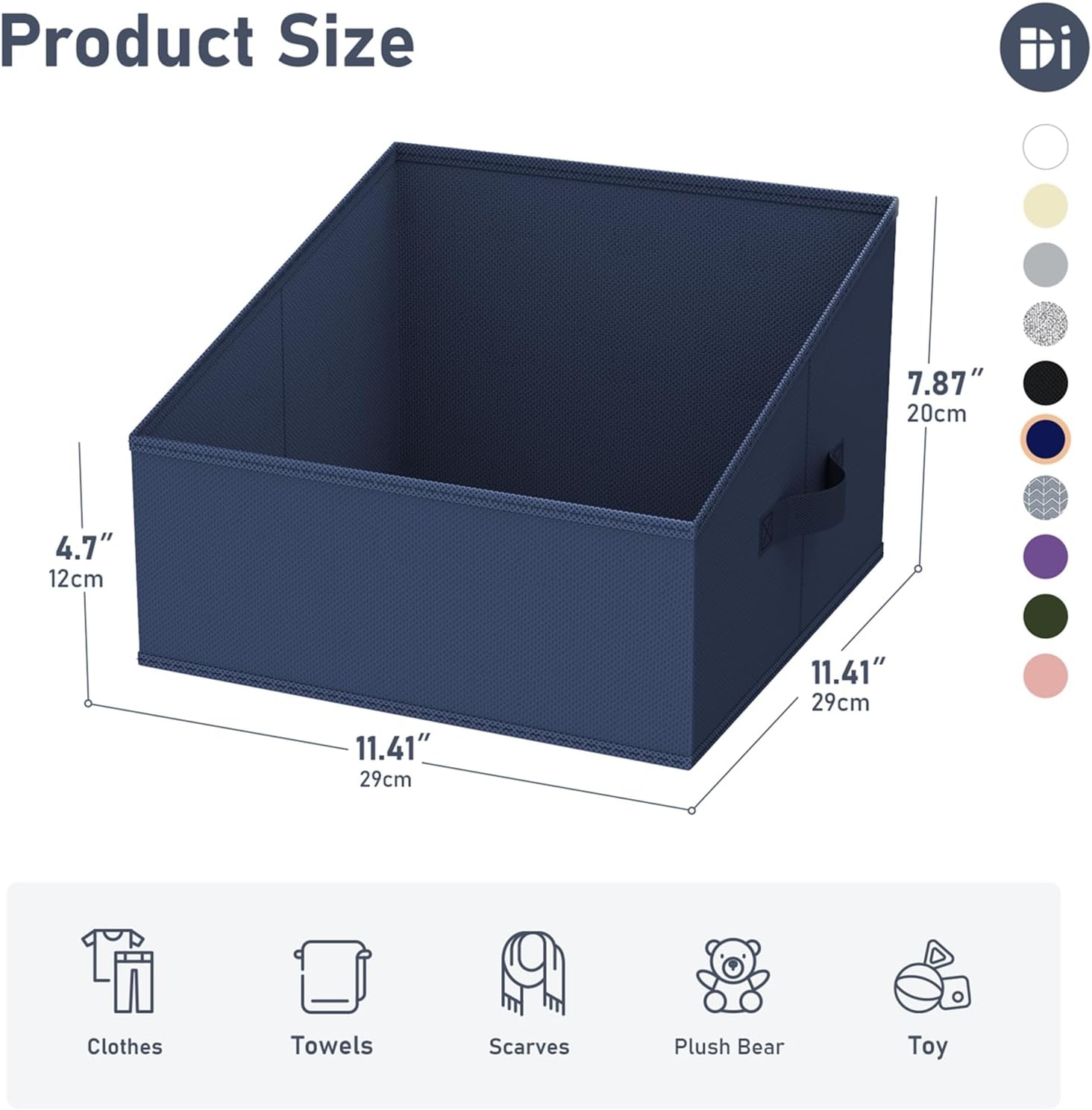 image:imageDIMJ Trapezoid Storage Bins for closet shelves Closet Organzier Bins with Handle Foldable Closet Storage Bins Basket Closet Organizers and Storage for Toys Books 6 Packs BlackNavy Blue