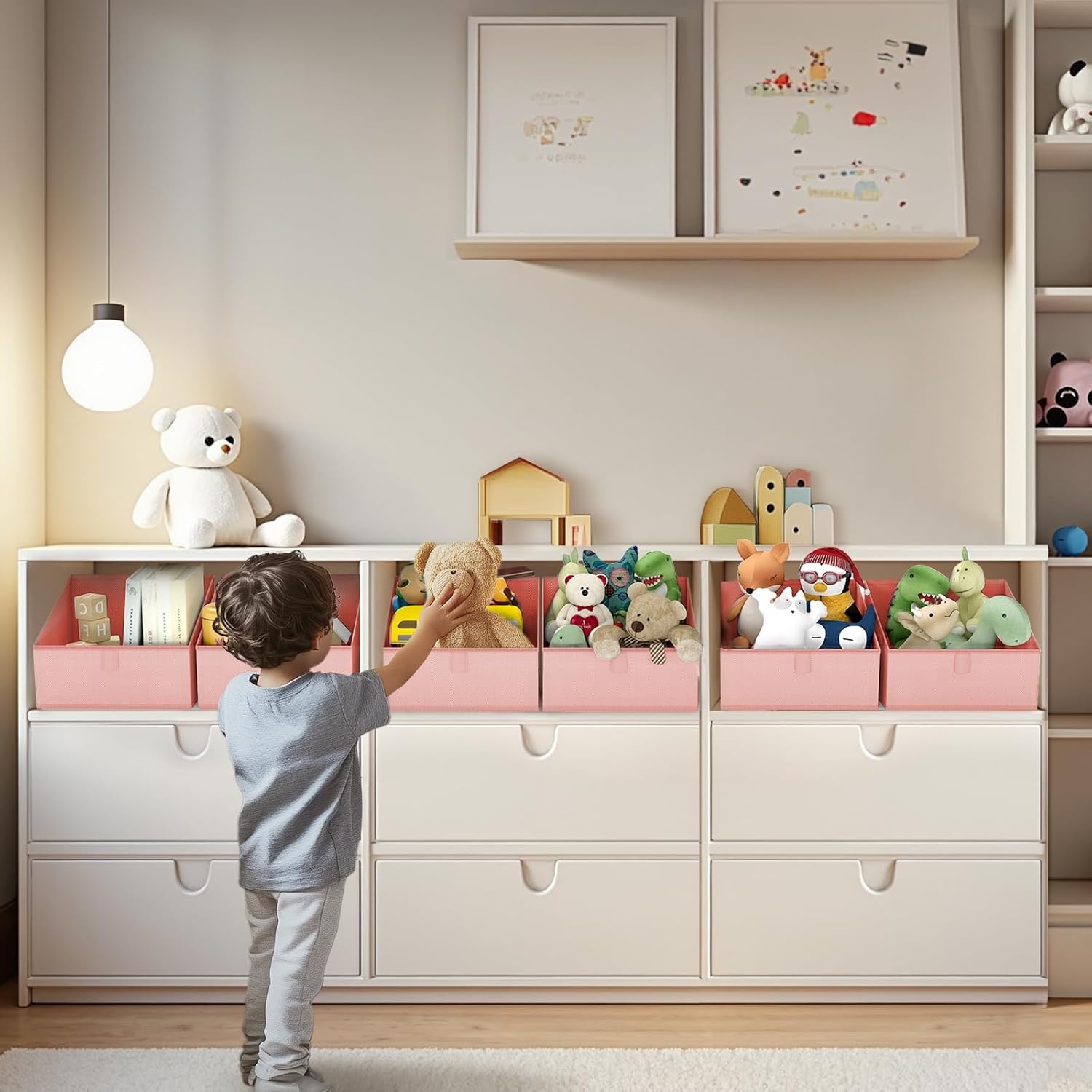 image:imageDIMJ Trapezoid Storage Bins for closet shelves Closet Organzier Bins with Handle Foldable Closet Storage Bins Basket Closet Organizers and Storage for Toys Books 6 Packs BlackPink