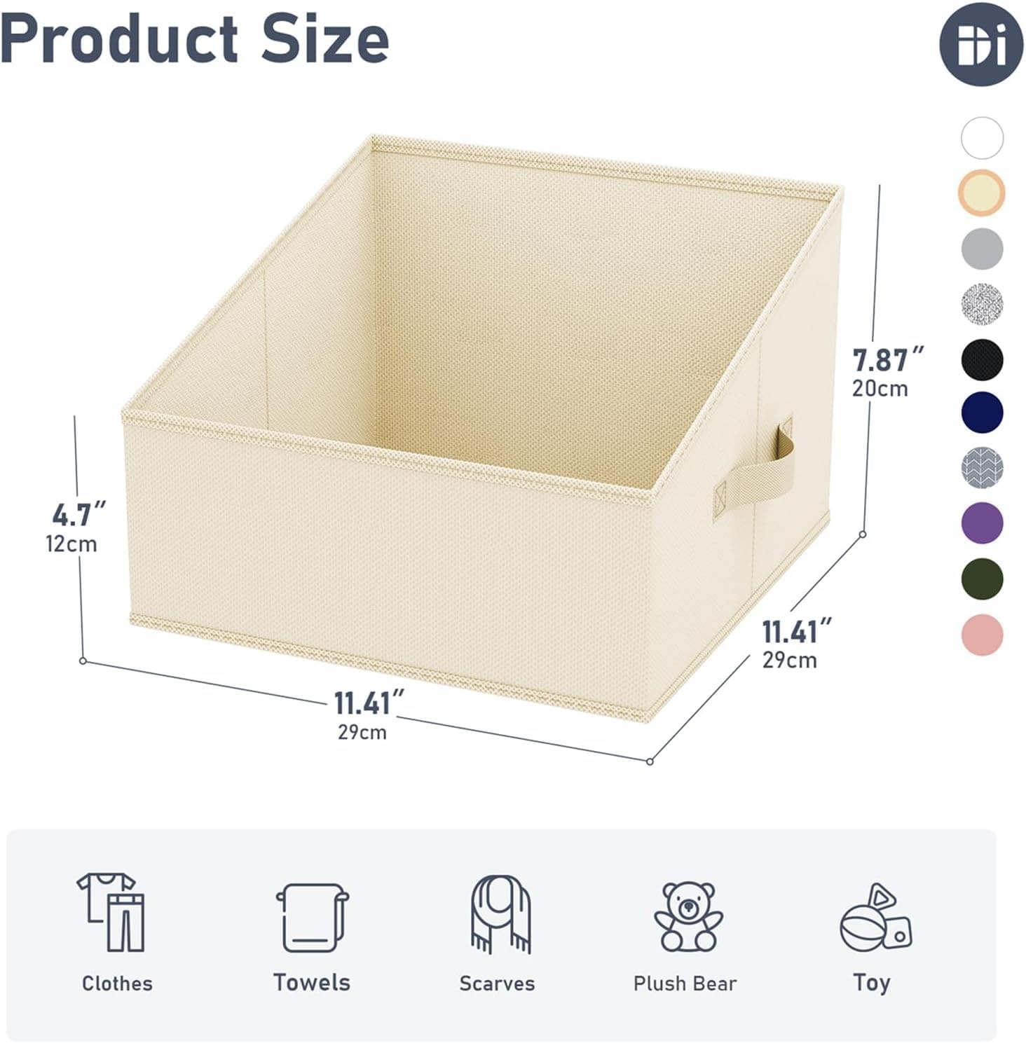 image:imageDIMJ Trapezoid Storage Bins for closet shelves Closet Organzier Bins with Handle Foldable Closet Storage Bins Basket Closet Organizers and Storage for Toys Books 6 Packs BlackBeige