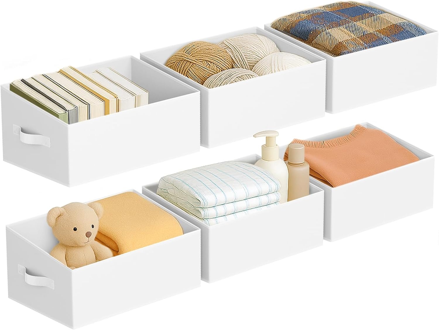 image:imageDIMJ Trapezoid Storage Bins for closet shelves Closet Organzier Bins with Handle Foldable Closet Storage Bins Basket Closet Organizers and Storage for Toys Books 6 Packs BlackWhite