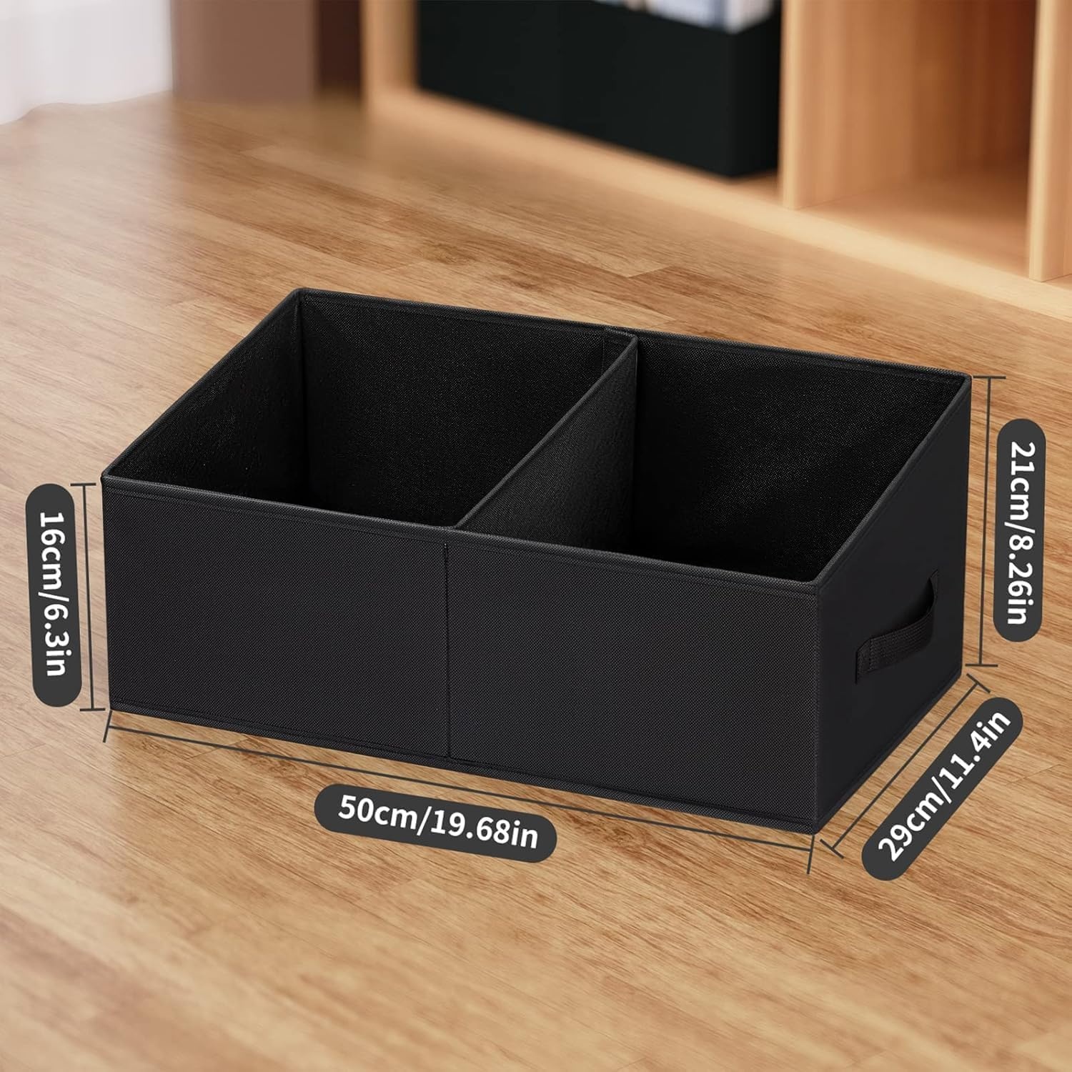 image:imageDIMJ Trapezoid Storage Bins for closet shelves Closet Organzier Bins with Handle Foldable Closet Storage Bins Basket Closet Organizers and Storage for Toys Books 6 Packs BlackBlack