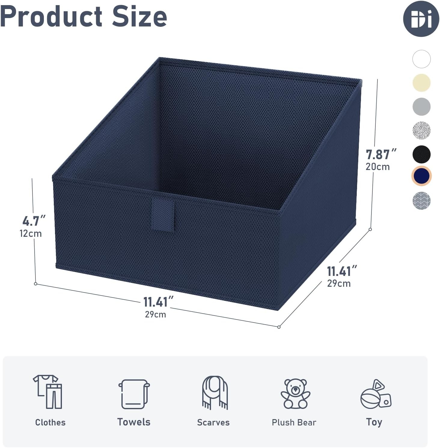 image:imageDIMJ Trapezoid Storage Bins for closet shelves Closet Organzier Bins with Handle Foldable Closet Storage Bins Basket Closet Organizers and Storage for Toys Books 6 Packs BlackNavy Blue