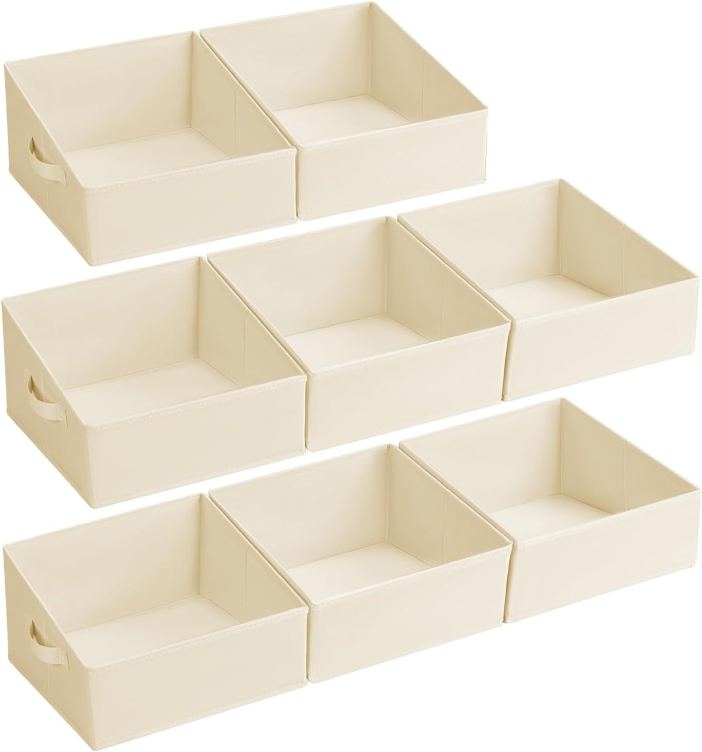 image:imageDIMJ Trapezoid Storage Bins for closet shelves Closet Organzier Bins with Handle Foldable Closet Storage Bins Basket Closet Organizers and Storage for Toys Books 6 Packs BlackBeige