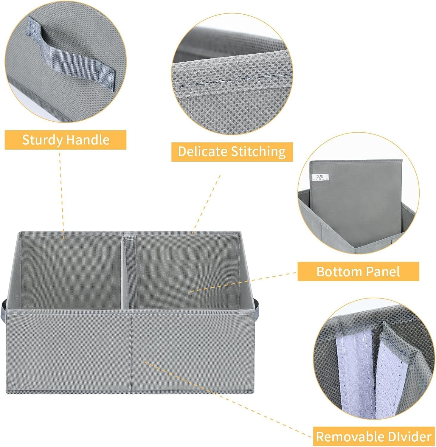 image:imageDIMJ Trapezoid Storage Bins for closet shelves Closet Organzier Bins with Handle Foldable Closet Storage Bins Basket Closet Organizers and Storage for Toys Books 6 Packs BlackGray