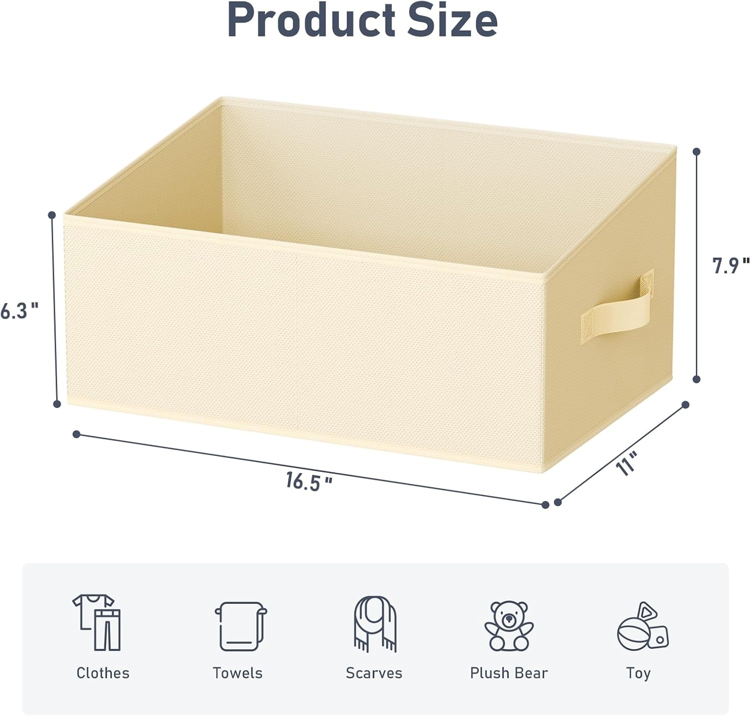 image:imageDIMJ Trapezoid Storage Bins for closet shelves Closet Organzier Bins with Handle Foldable Closet Storage Bins Basket Closet Organizers and Storage for Toys Books 6 Packs BlackBeige