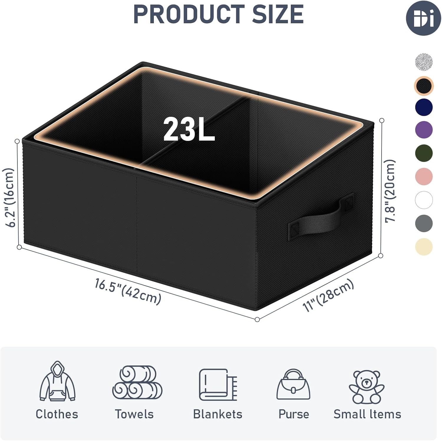 image:imageDIMJ Trapezoid Storage Bins for closet shelves Closet Organzier Bins with Handle Foldable Closet Storage Bins Basket Closet Organizers and Storage for Toys Books 6 Packs BlackBlack