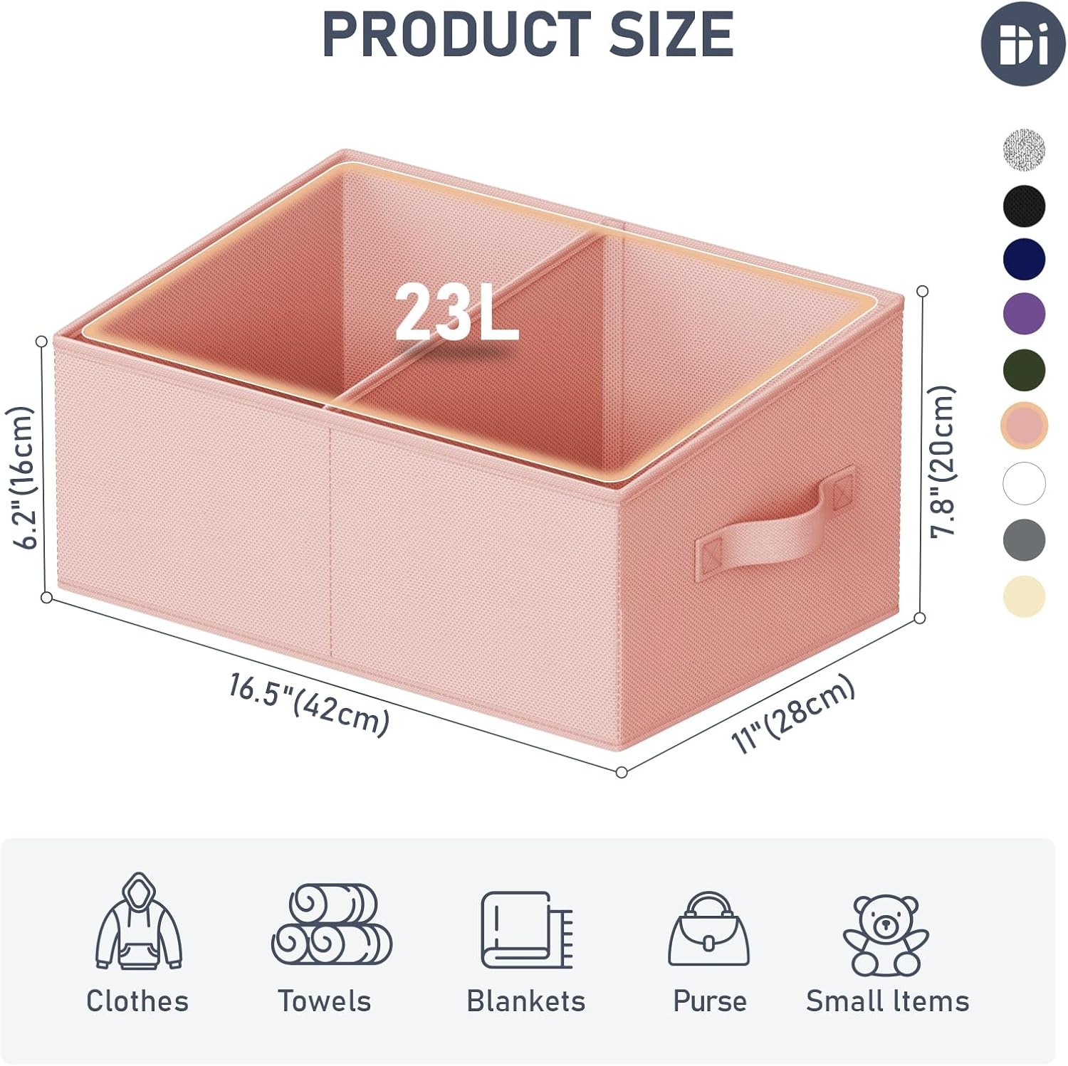 image:imageDIMJ Trapezoid Storage Bins for closet shelves Closet Organzier Bins with Handle Foldable Closet Storage Bins Basket Closet Organizers and Storage for Toys Books 6 Packs BlackPink