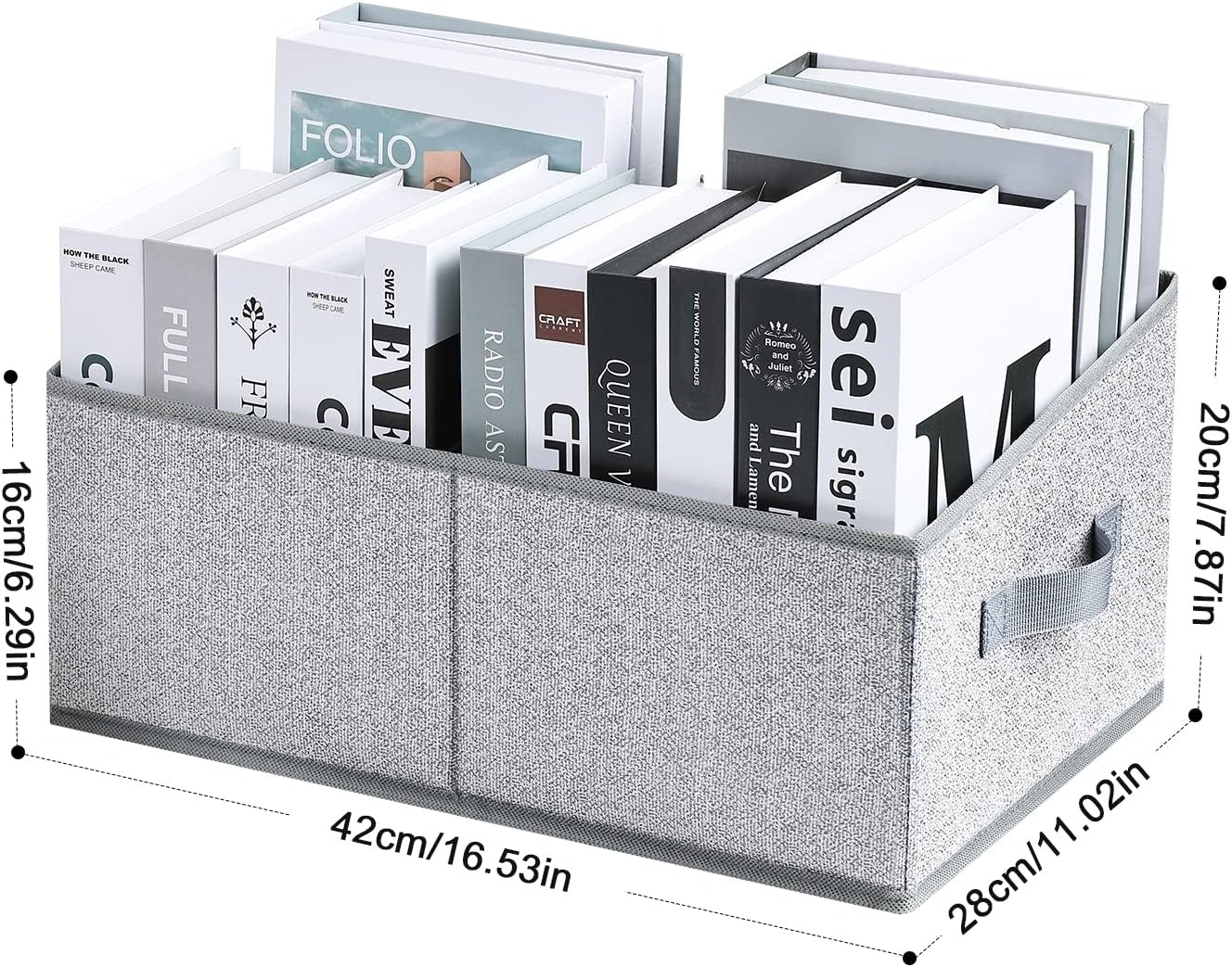 image:imageDIMJ Trapezoid Storage Bins for closet shelves Closet Organzier Bins with Handle Foldable Closet Storage Bins Basket Closet Organizers and Storage for Toys Books 6 Packs BlackBlended Gray