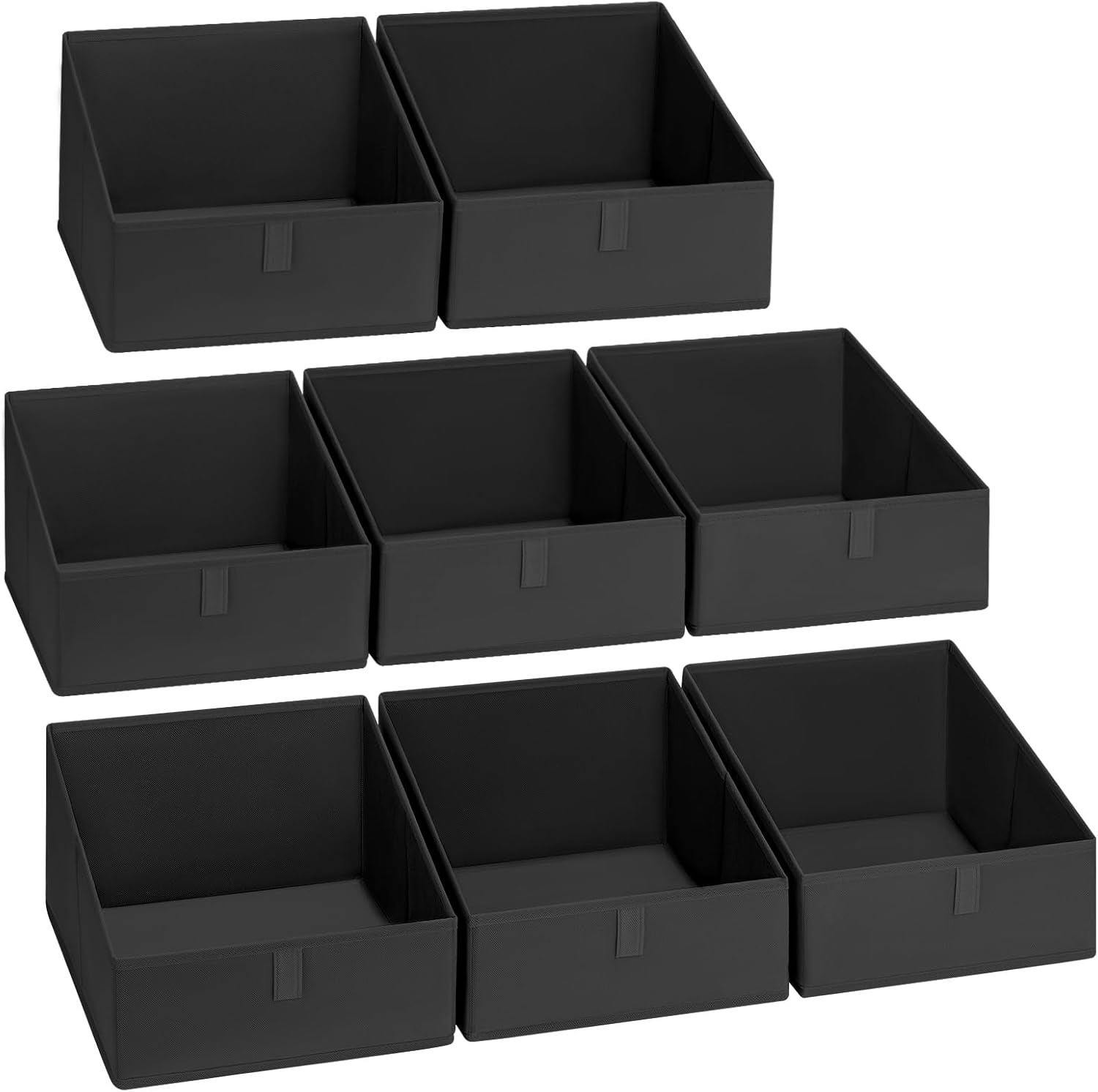 image:imageDIMJ Trapezoid Storage Bins for closet shelves Closet Organzier Bins with Handle Foldable Closet Storage Bins Basket Closet Organizers and Storage for Toys Books 6 Packs BlackBlack