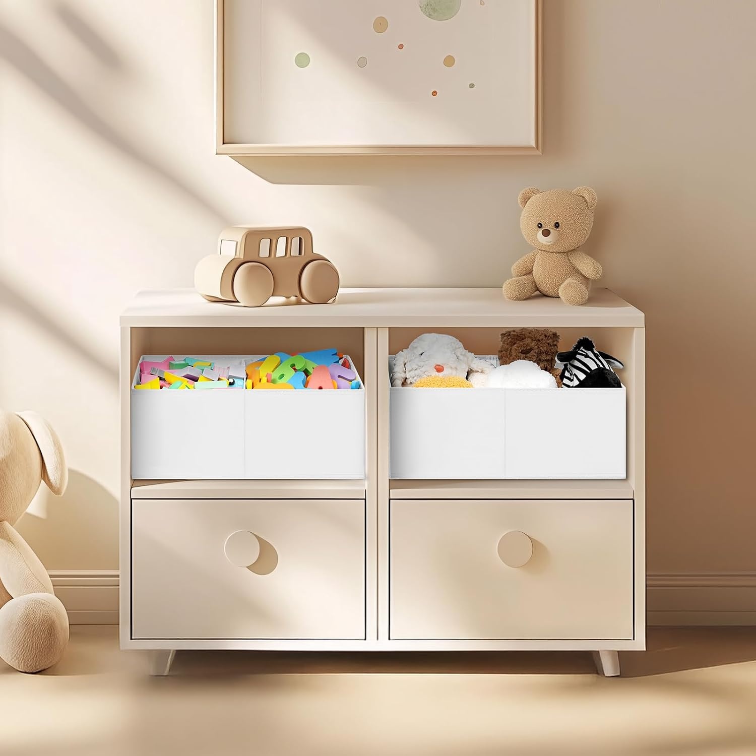 image:imageDIMJ Trapezoid Storage Bins for closet shelves Closet Organzier Bins with Handle Foldable Closet Storage Bins Basket Closet Organizers and Storage for Toys Books 6 Packs BlackWhite