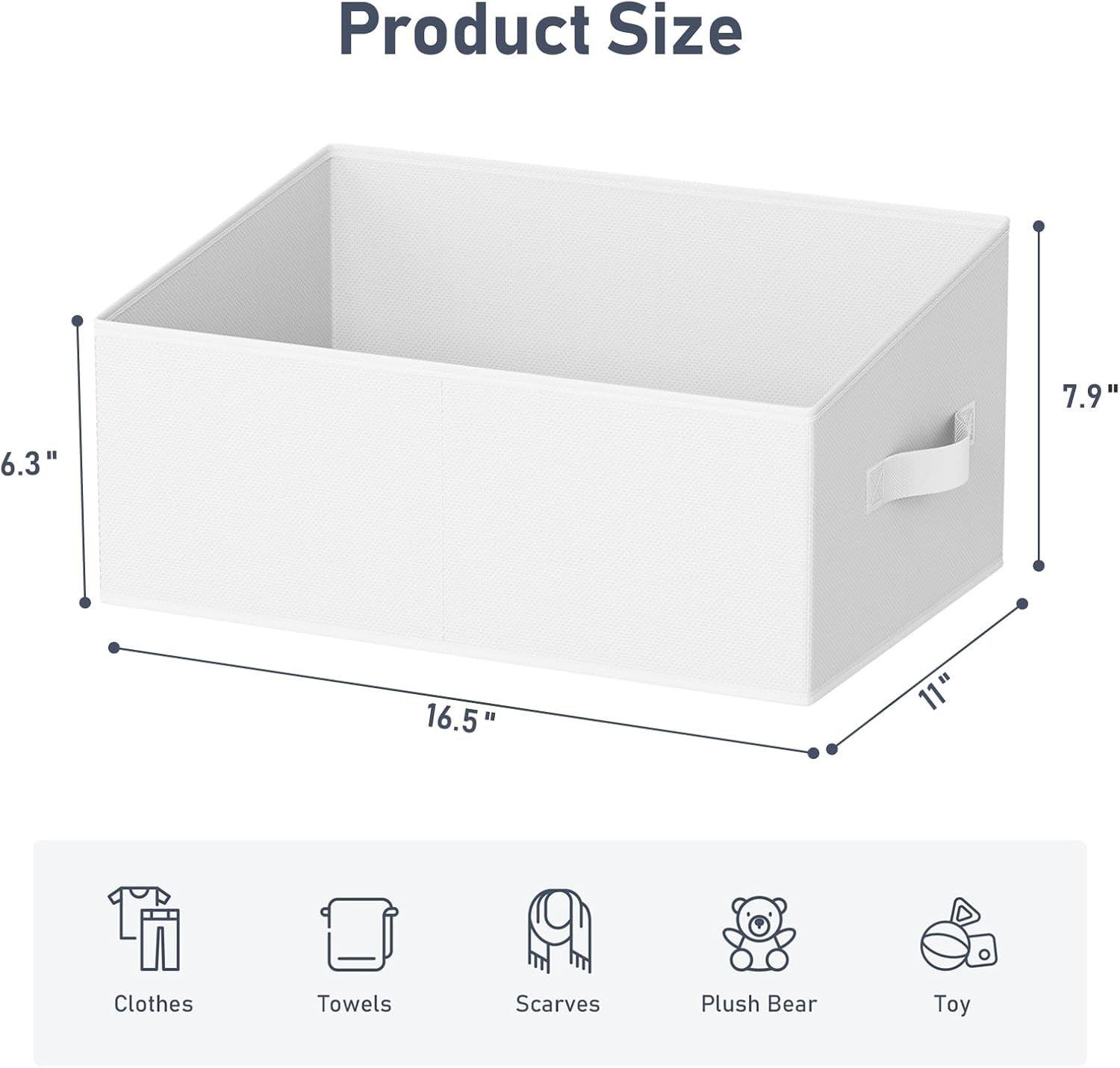 image:imageDIMJ Trapezoid Storage Bins for closet shelves Closet Organzier Bins with Handle Foldable Closet Storage Bins Basket Closet Organizers and Storage for Toys Books 6 Packs BlackWhite