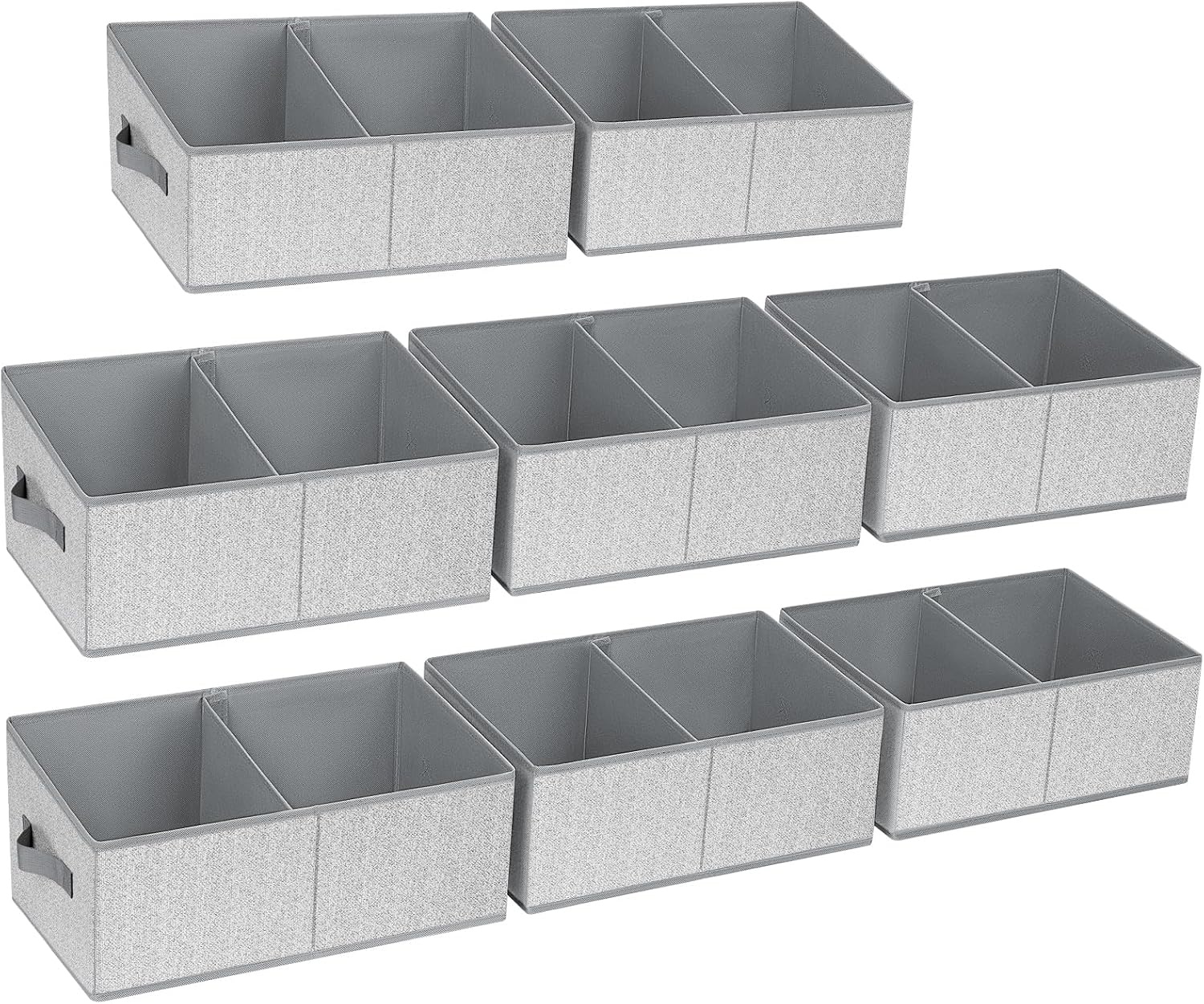 image:imageDIMJ Trapezoid Storage Bins for closet shelves Closet Organzier Bins with Handle Foldable Closet Storage Bins Basket Closet Organizers and Storage for Toys Books 6 Packs BlackSilver Gray
