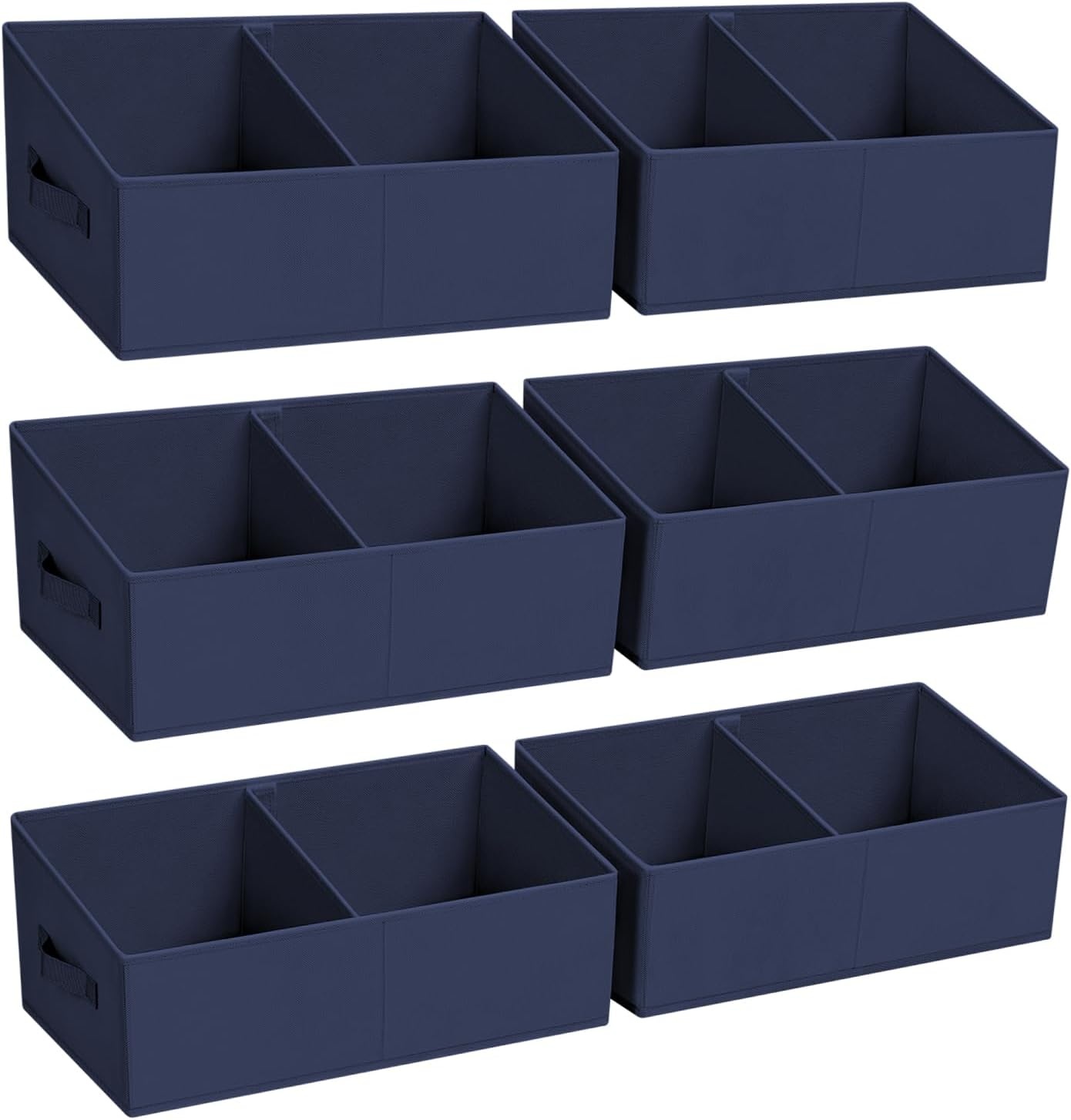 image:imageDIMJ Trapezoid Storage Bins for closet shelves Closet Organzier Bins with Handle Foldable Closet Storage Bins Basket Closet Organizers and Storage for Toys Books 6 Packs BlackNavy Blue