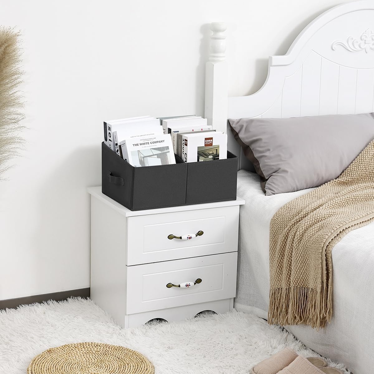 image:imageDIMJ Trapezoid Storage Bins for closet shelves Closet Organzier Bins with Handle Foldable Closet Storage Bins Basket Closet Organizers and Storage for Toys Books 6 Packs BlackBlack