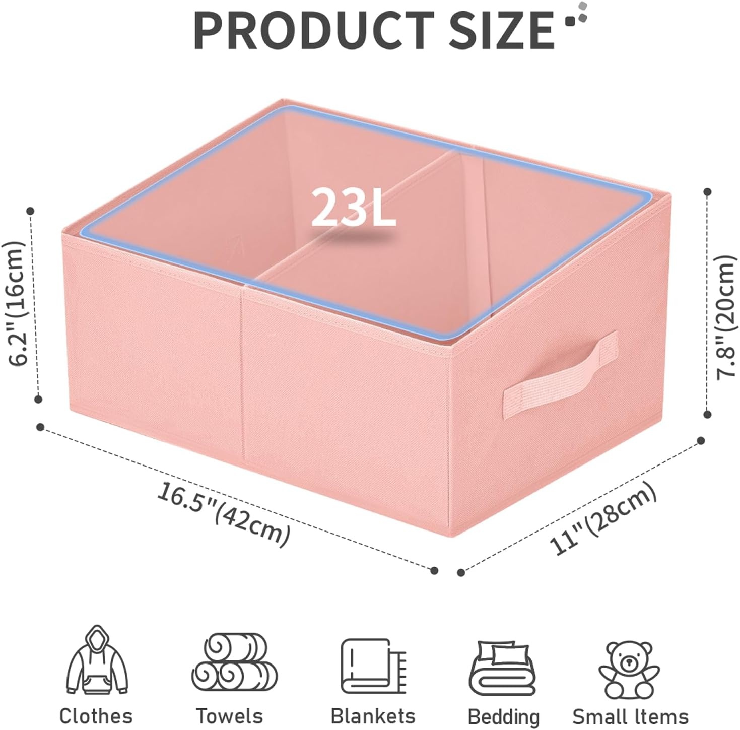 image:imageDIMJ Trapezoid Storage Bins for closet shelves Closet Organzier Bins with Handle Foldable Closet Storage Bins Basket Closet Organizers and Storage for Toys Books 6 Packs BlackPink