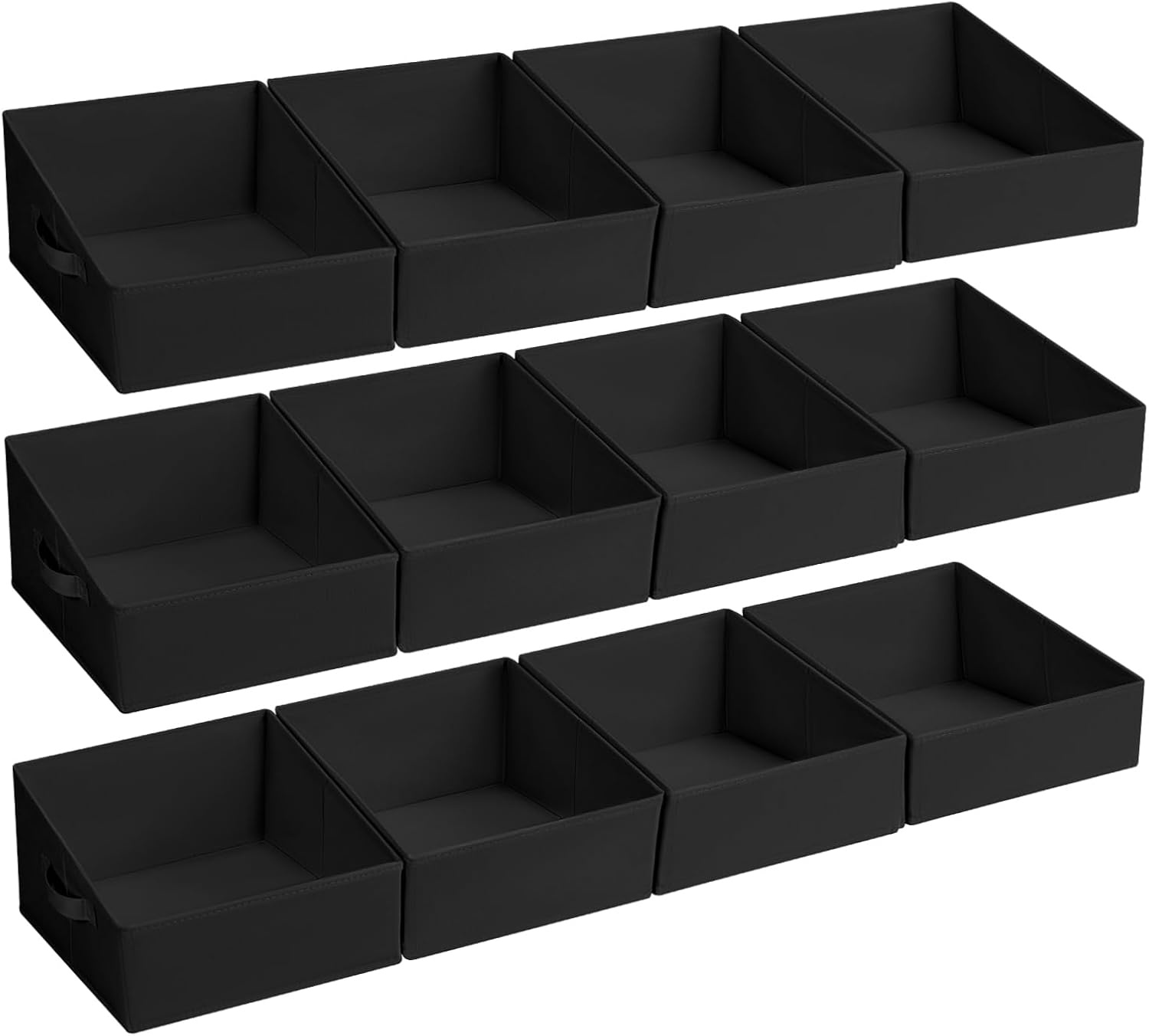 image:imageDIMJ Trapezoid Storage Bins for closet shelves Closet Organzier Bins with Handle Foldable Closet Storage Bins Basket Closet Organizers and Storage for Toys Books 6 Packs BlackBlack