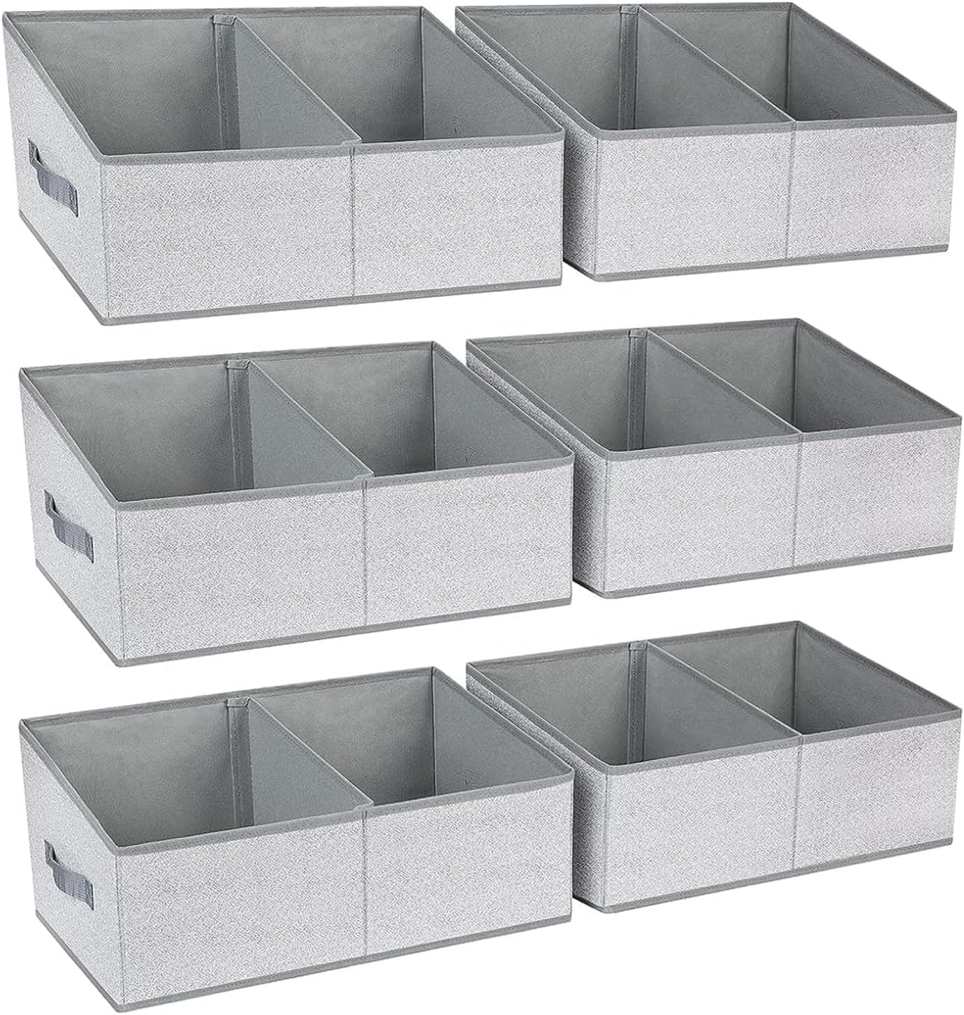 image:imageDIMJ Trapezoid Storage Bins for closet shelves Closet Organzier Bins with Handle Foldable Closet Storage Bins Basket Closet Organizers and Storage for Toys Books 6 Packs BlackSilver Gray