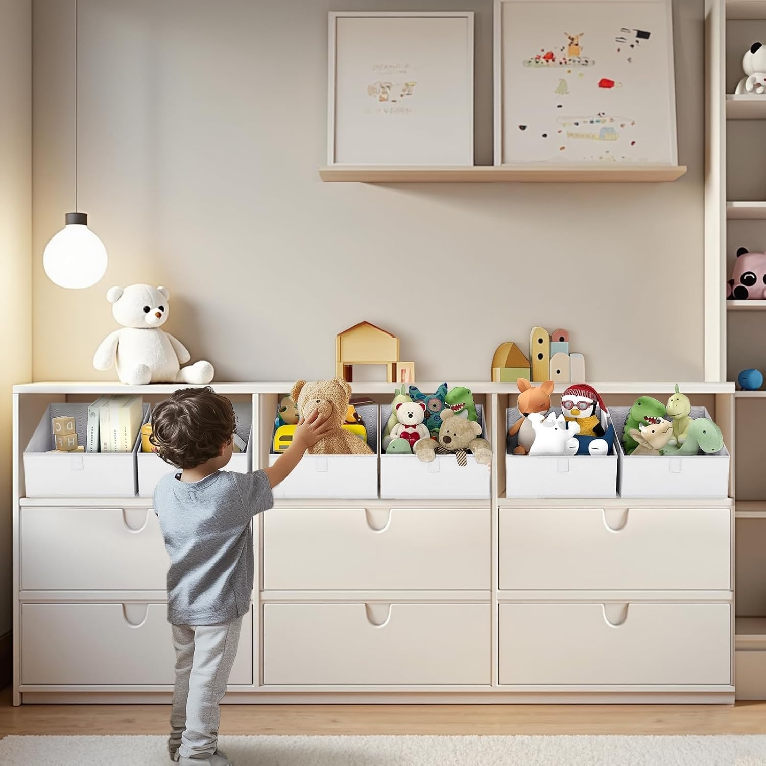 image:imageDIMJ Trapezoid Storage Bins for closet shelves Closet Organzier Bins with Handle Foldable Closet Storage Bins Basket Closet Organizers and Storage for Toys Books 6 Packs BlackWhite