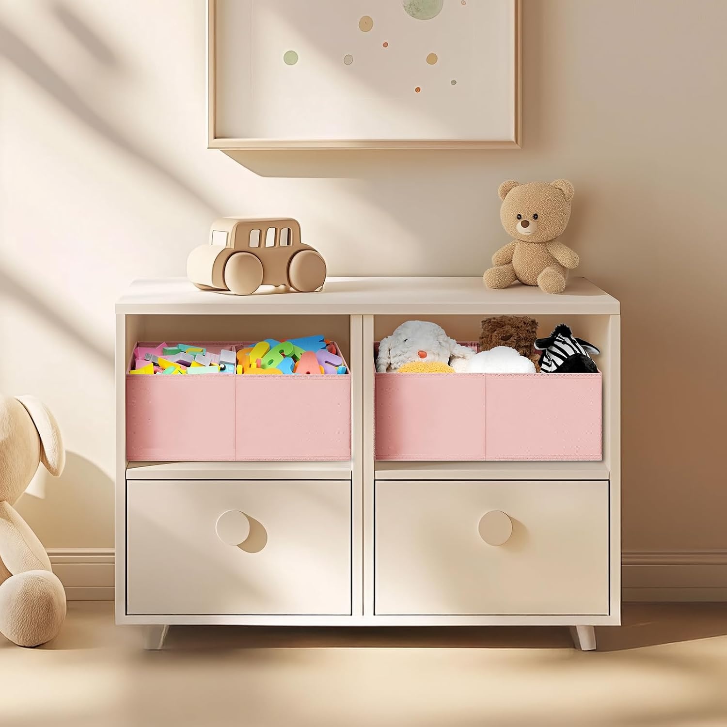 image:imageDIMJ Trapezoid Storage Bins for closet shelves Closet Organzier Bins with Handle Foldable Closet Storage Bins Basket Closet Organizers and Storage for Toys Books 6 Packs BlackPink