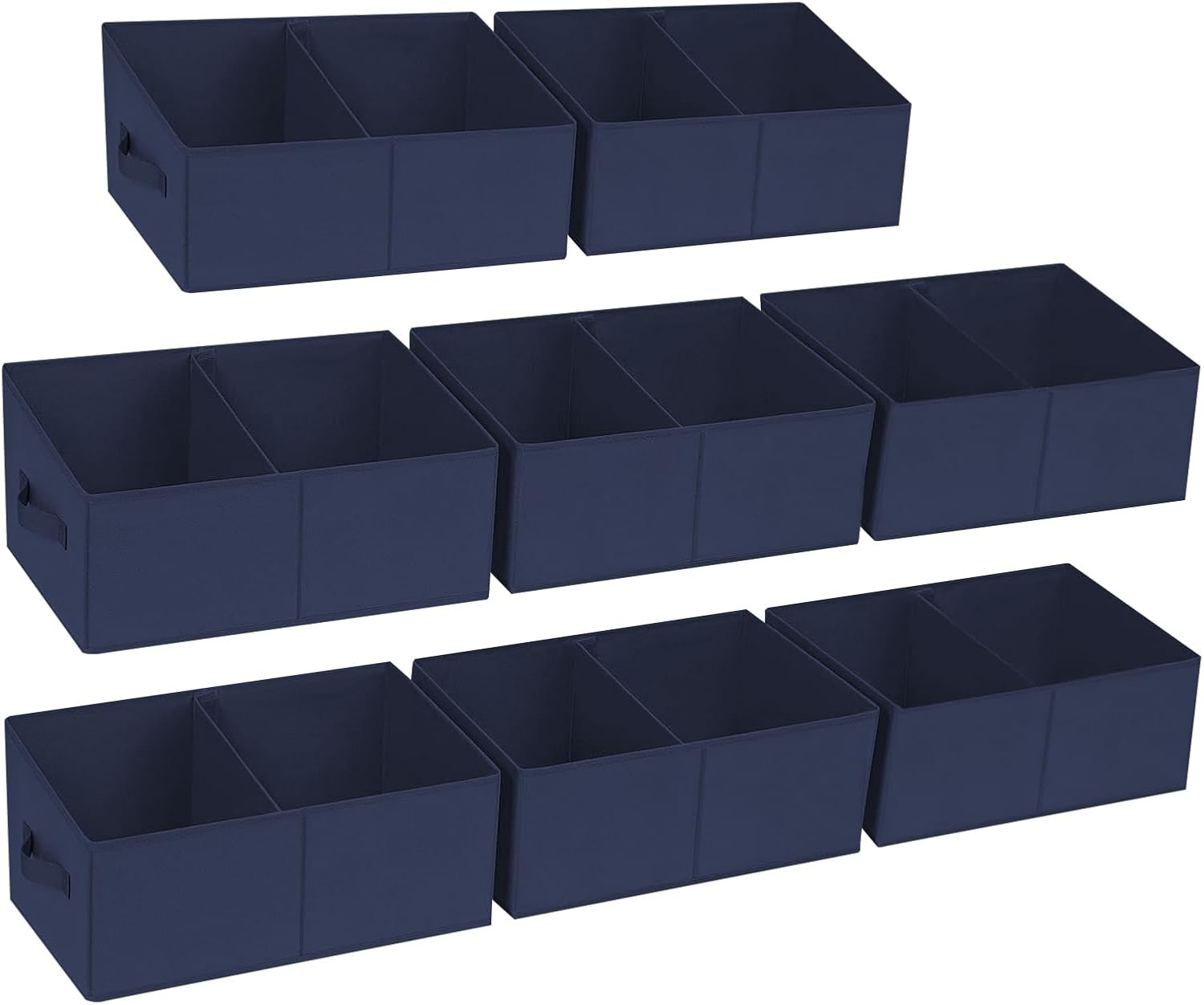 image:imageDIMJ Trapezoid Storage Bins for closet shelves Closet Organzier Bins with Handle Foldable Closet Storage Bins Basket Closet Organizers and Storage for Toys Books 6 Packs BlackNavy Blue