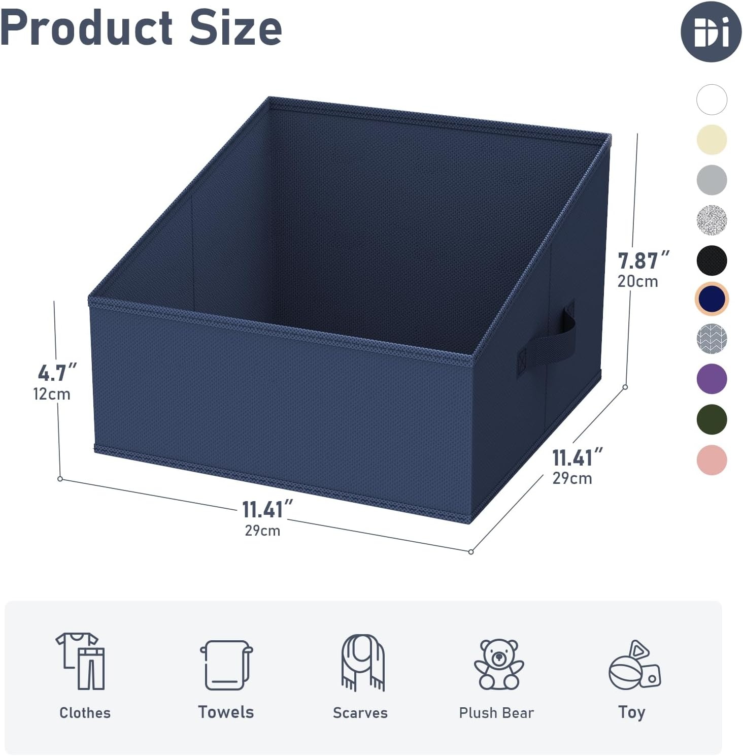 image:imageDIMJ Trapezoid Storage Bins for closet shelves Closet Organzier Bins with Handle Foldable Closet Storage Bins Basket Closet Organizers and Storage for Toys Books 6 Packs BlackNavy Blue