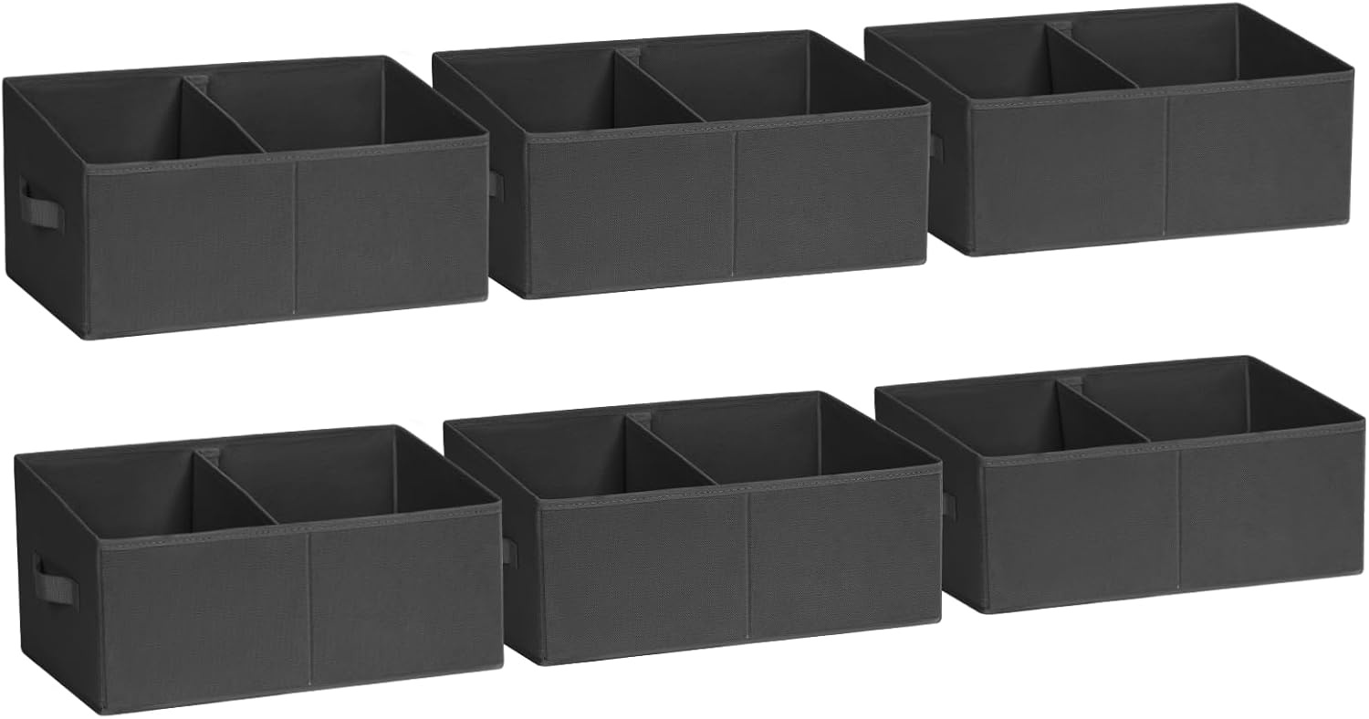 image:imageDIMJ Trapezoid Storage Bins for closet shelves Closet Organzier Bins with Handle Foldable Closet Storage Bins Basket Closet Organizers and Storage for Toys Books 6 Packs BlackBlack