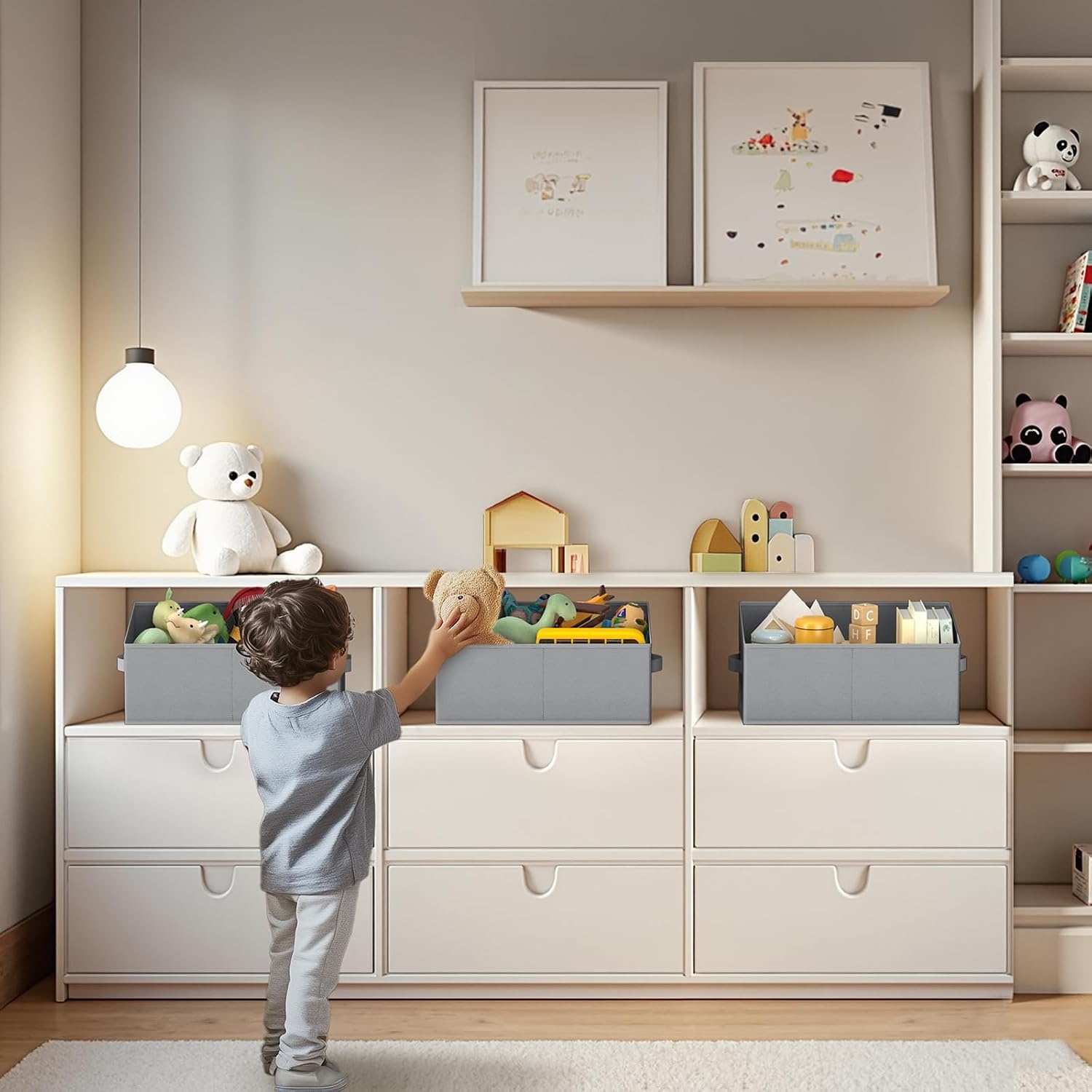 image:imageDIMJ Trapezoid Storage Bins for closet shelves Closet Organzier Bins with Handle Foldable Closet Storage Bins Basket Closet Organizers and Storage for Toys Books 6 Packs BlackGray