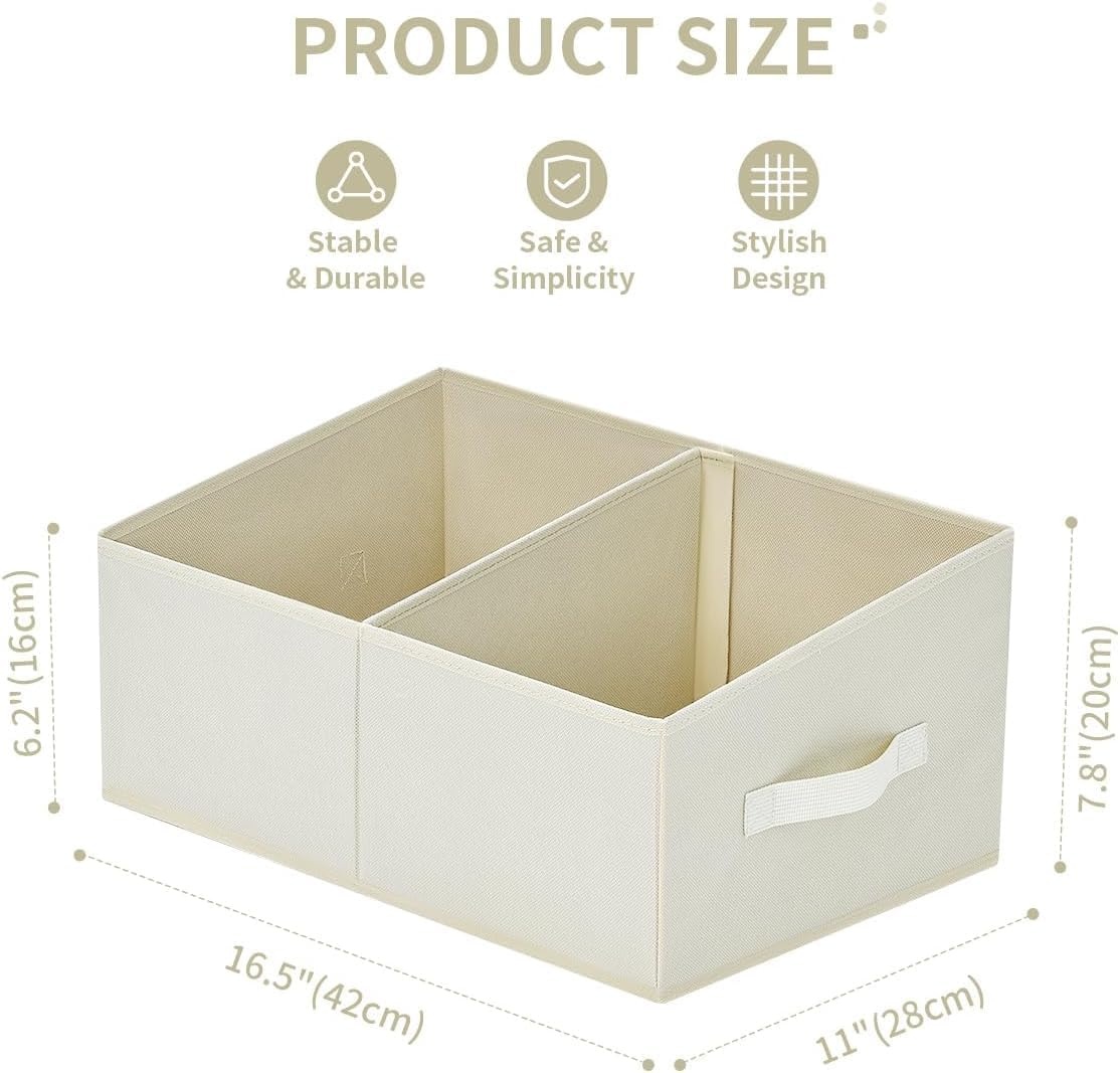 image:imageDIMJ Trapezoid Storage Bins for closet shelves Closet Organzier Bins with Handle Foldable Closet Storage Bins Basket Closet Organizers and Storage for Toys Books 6 Packs BlackBeige