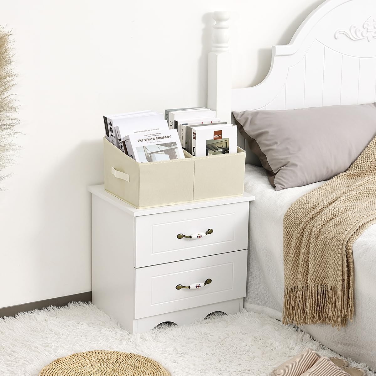 image:imageDIMJ Trapezoid Storage Bins for closet shelves Closet Organzier Bins with Handle Foldable Closet Storage Bins Basket Closet Organizers and Storage for Toys Books 6 Packs BlackBeige