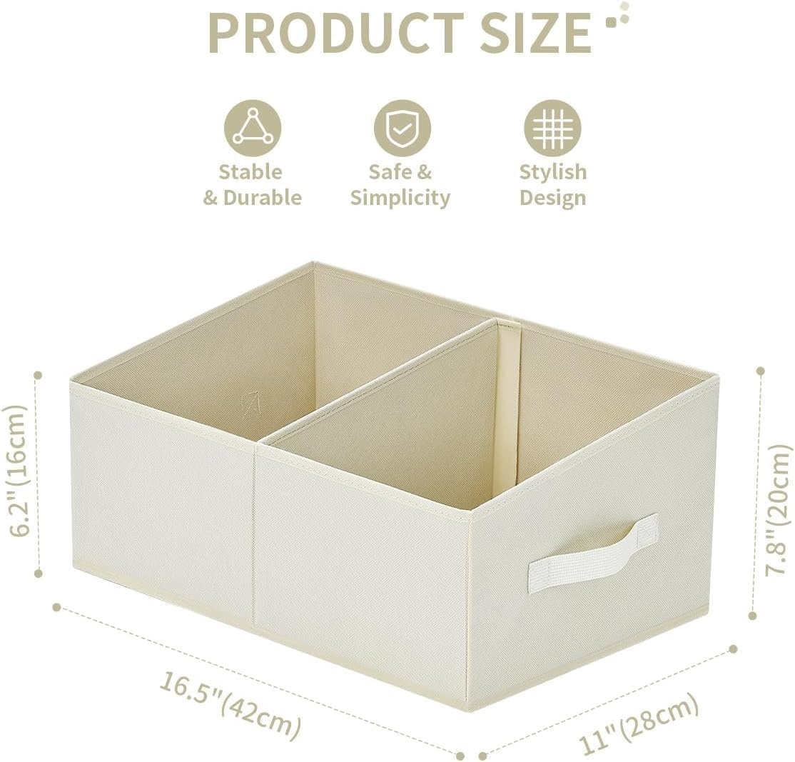 image:imageDIMJ Trapezoid Storage Bins for closet shelves Closet Organzier Bins with Handle Foldable Closet Storage Bins Basket Closet Organizers and Storage for Toys Books 6 Packs BlackBeige