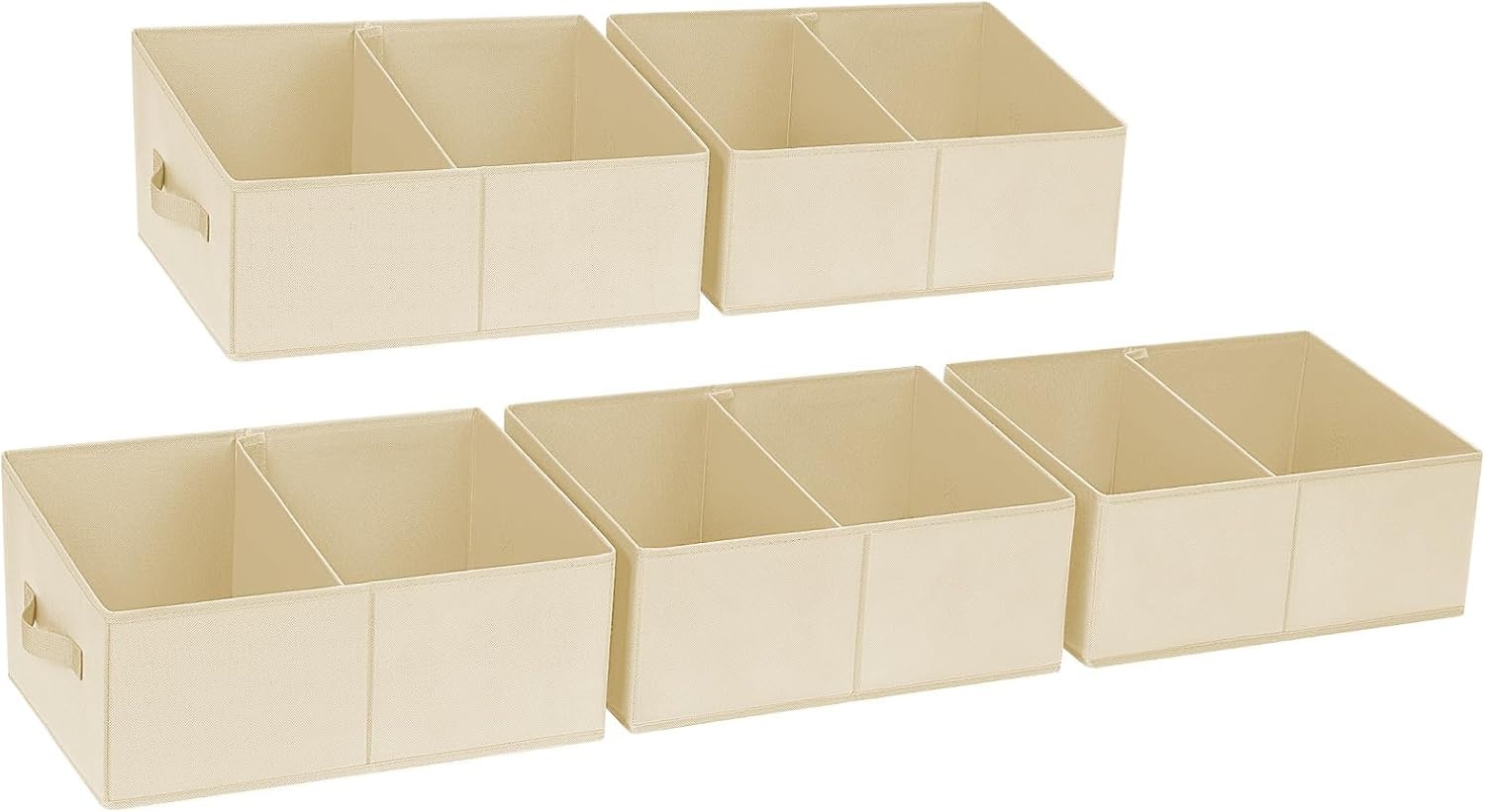 image:imageDIMJ Trapezoid Storage Bins for closet shelves Closet Organzier Bins with Handle Foldable Closet Storage Bins Basket Closet Organizers and Storage for Toys Books 6 Packs BlackBeige