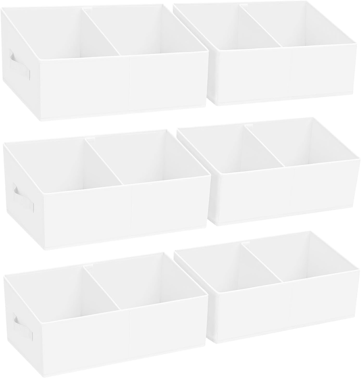 image:imageDIMJ Trapezoid Storage Bins for closet shelves Closet Organzier Bins with Handle Foldable Closet Storage Bins Basket Closet Organizers and Storage for Toys Books 6 Packs BlackWhite