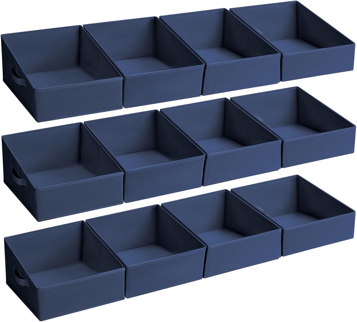 image:imageDIMJ Trapezoid Storage Bins for closet shelves Closet Organzier Bins with Handle Foldable Closet Storage Bins Basket Closet Organizers and Storage for Toys Books 6 Packs BlackNavy Blue