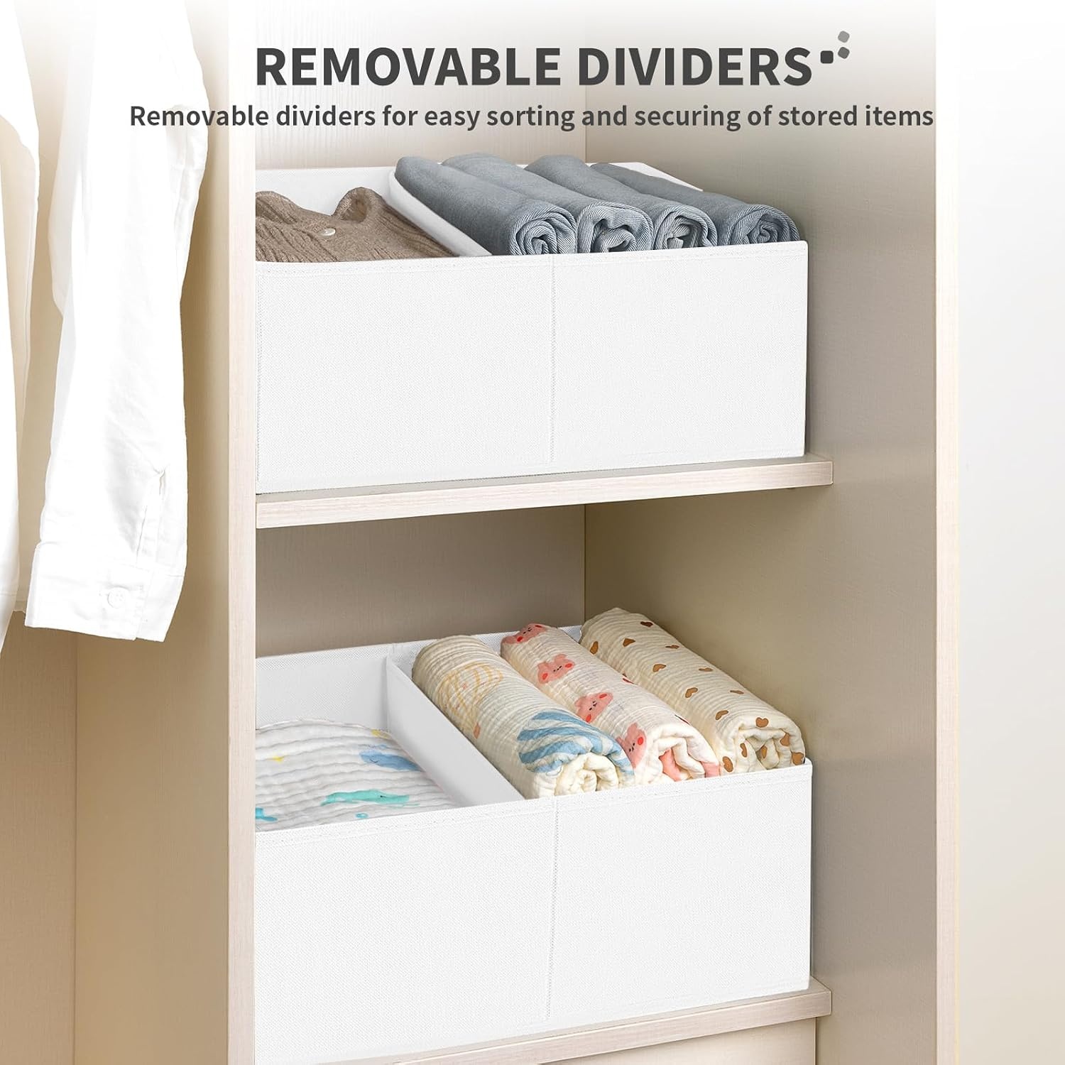 image:imageDIMJ Trapezoid Storage Bins for closet shelves Closet Organzier Bins with Handle Foldable Closet Storage Bins Basket Closet Organizers and Storage for Toys Books 6 Packs BlackWhite