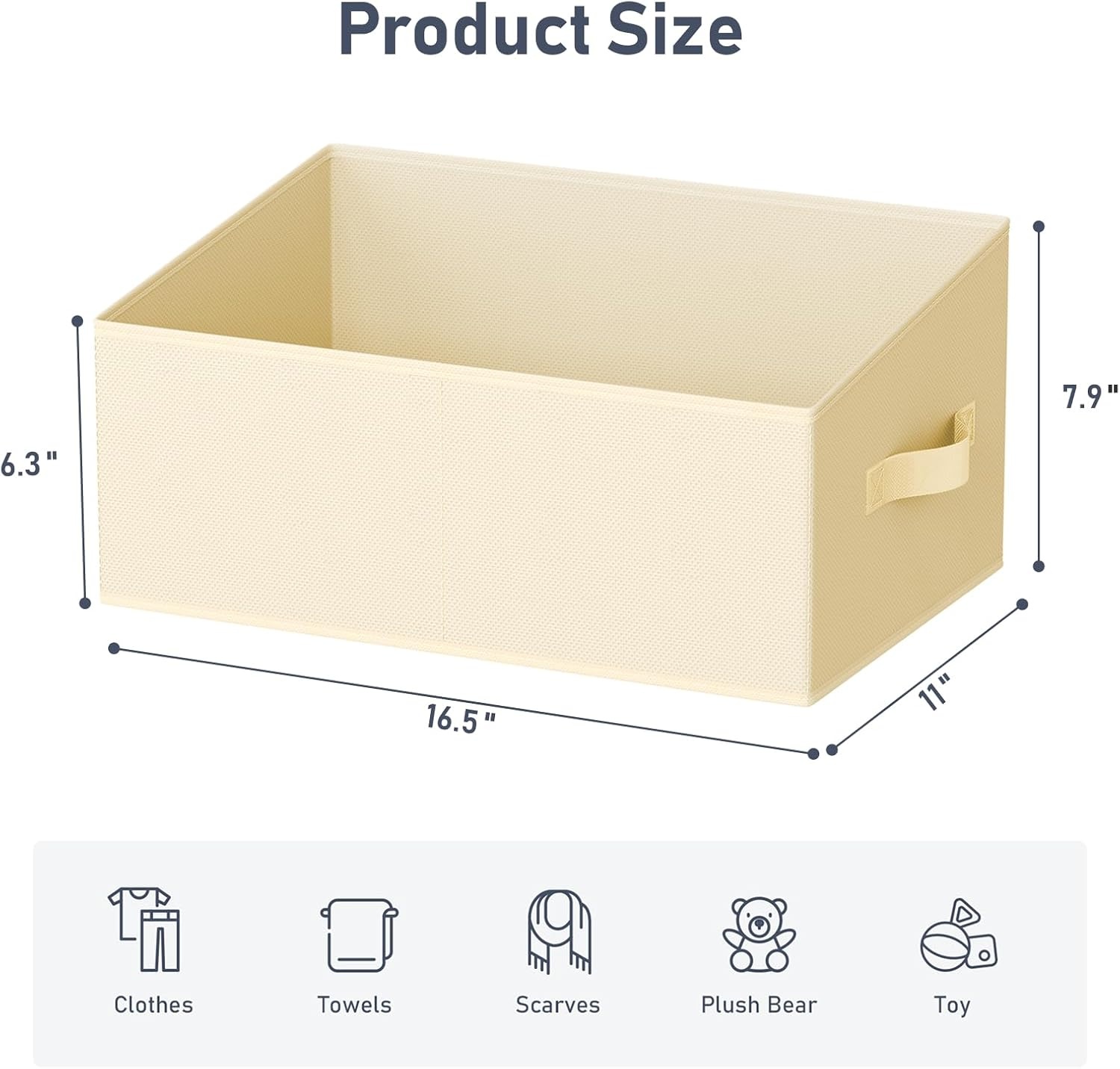 image:imageDIMJ Trapezoid Storage Bins for closet shelves Closet Organzier Bins with Handle Foldable Closet Storage Bins Basket Closet Organizers and Storage for Toys Books 6 Packs BlackBeige