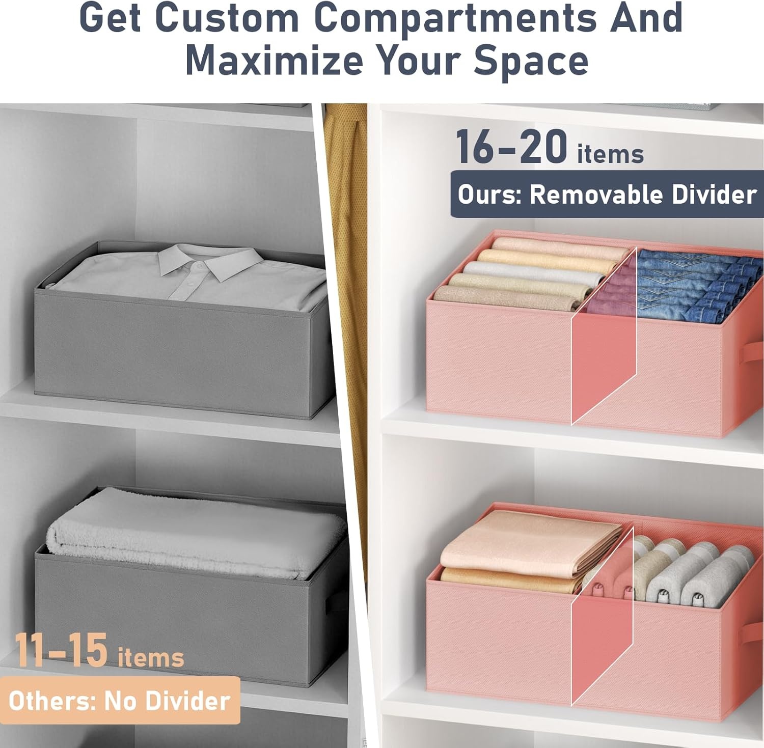 image:imageDIMJ Trapezoid Storage Bins for closet shelves Closet Organzier Bins with Handle Foldable Closet Storage Bins Basket Closet Organizers and Storage for Toys Books 6 Packs BlackPink