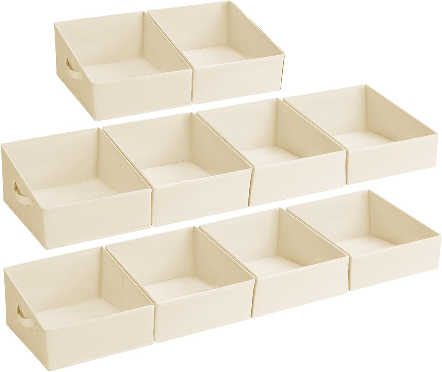 image:imageDIMJ Trapezoid Storage Bins for closet shelves Closet Organzier Bins with Handle Foldable Closet Storage Bins Basket Closet Organizers and Storage for Toys Books 6 Packs BlackBeige