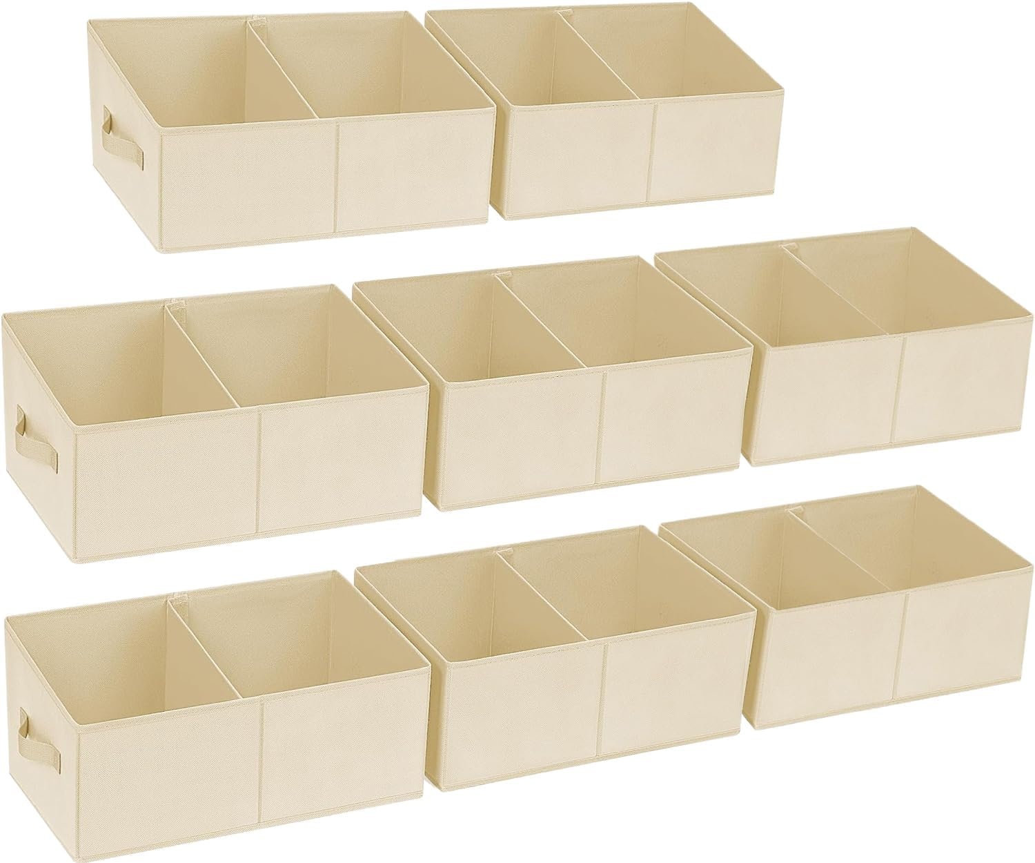 image:imageDIMJ Trapezoid Storage Bins for closet shelves Closet Organzier Bins with Handle Foldable Closet Storage Bins Basket Closet Organizers and Storage for Toys Books 6 Packs BlackBeige