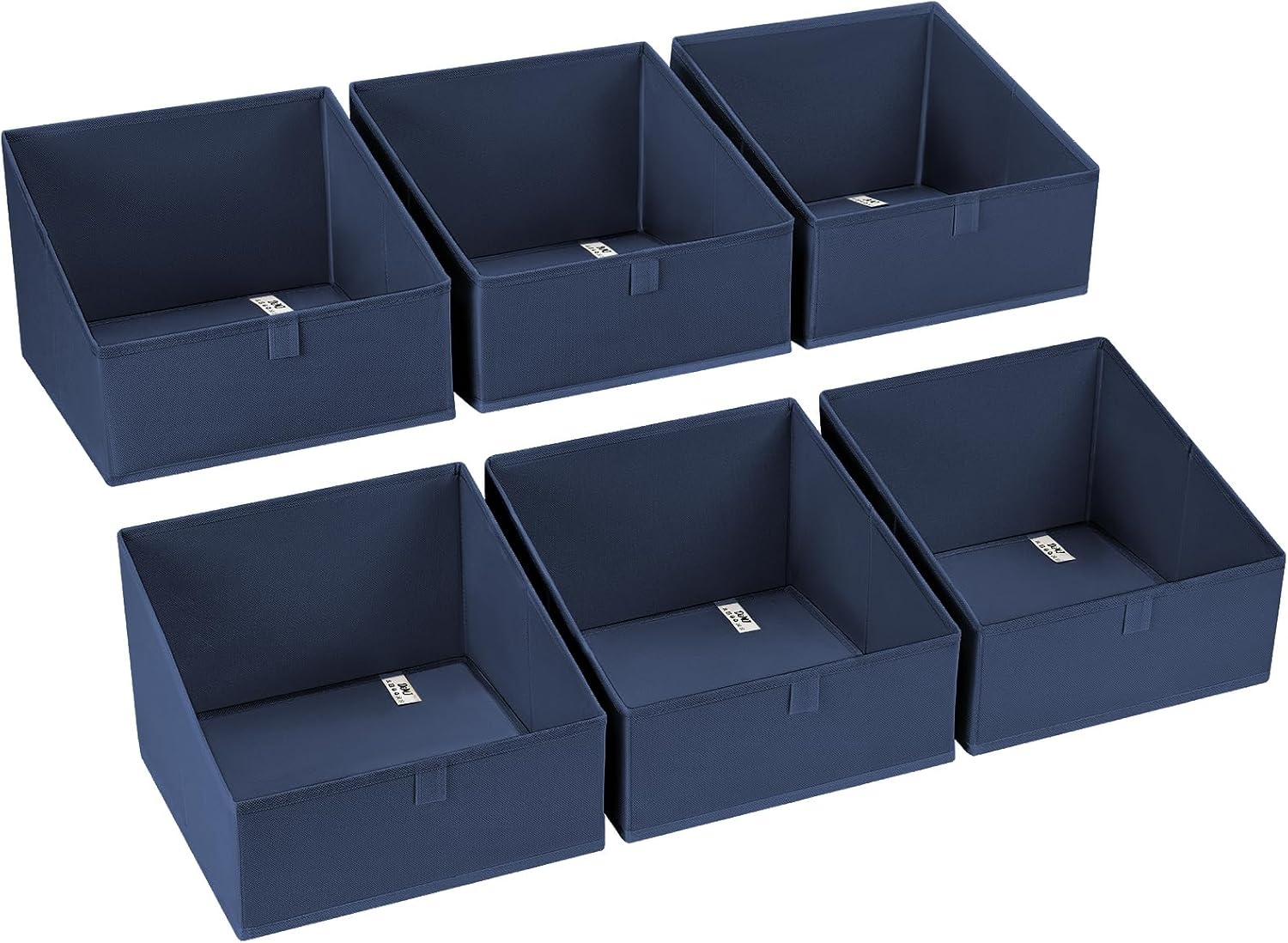 image:imageDIMJ Trapezoid Storage Bins for closet shelves Closet Organzier Bins with Handle Foldable Closet Storage Bins Basket Closet Organizers and Storage for Toys Books 6 Packs BlackNavy Blue