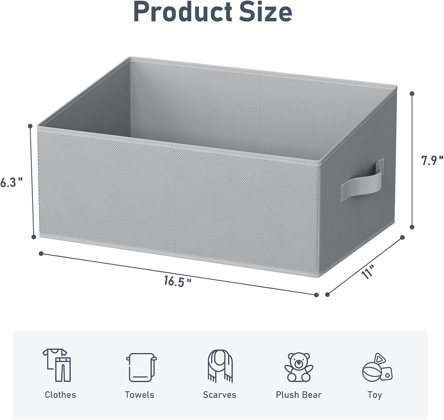 image:imageDIMJ Trapezoid Storage Bins for closet shelves Closet Organzier Bins with Handle Foldable Closet Storage Bins Basket Closet Organizers and Storage for Toys Books 6 Packs BlackGray