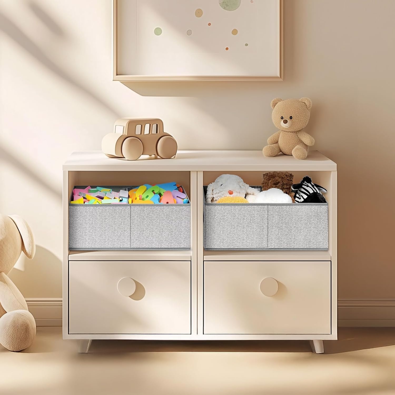 image:imageDIMJ Trapezoid Storage Bins for closet shelves Closet Organzier Bins with Handle Foldable Closet Storage Bins Basket Closet Organizers and Storage for Toys Books 6 Packs BlackSilver Gray