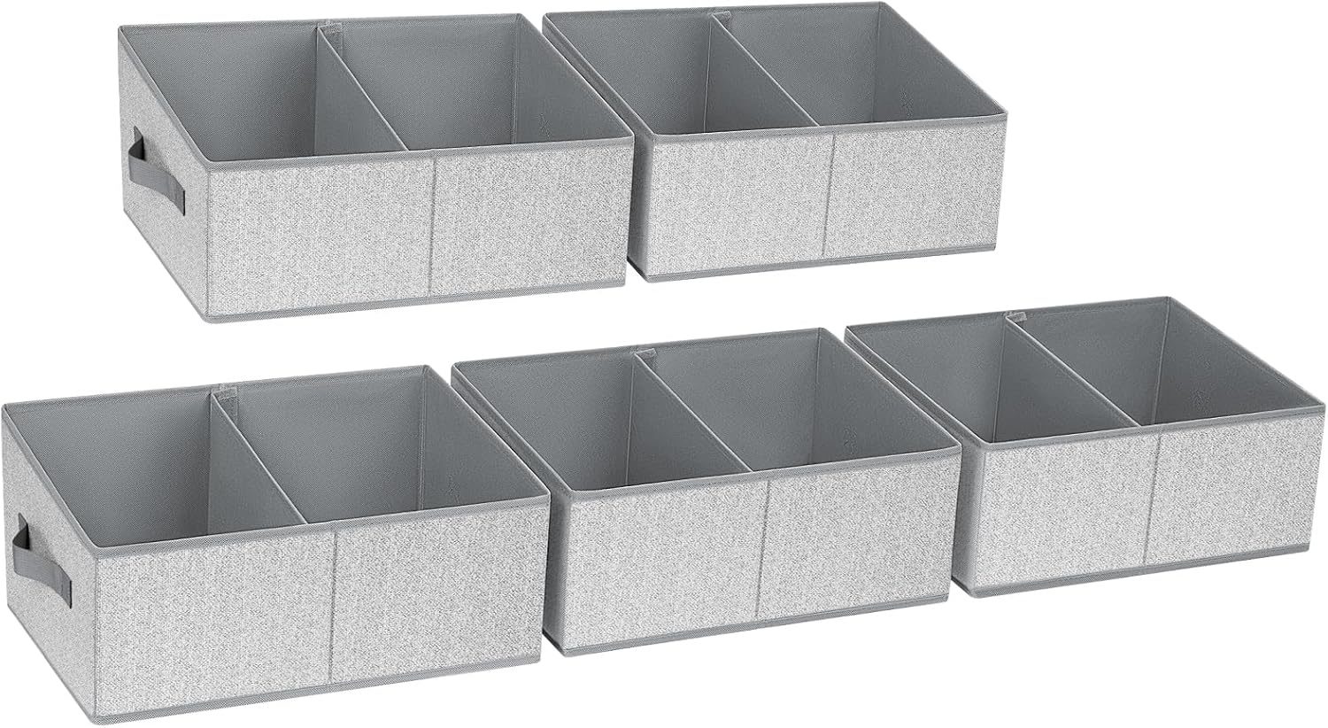 image:imageDIMJ Trapezoid Storage Bins for closet shelves Closet Organzier Bins with Handle Foldable Closet Storage Bins Basket Closet Organizers and Storage for Toys Books 6 Packs BlackSilver Gray