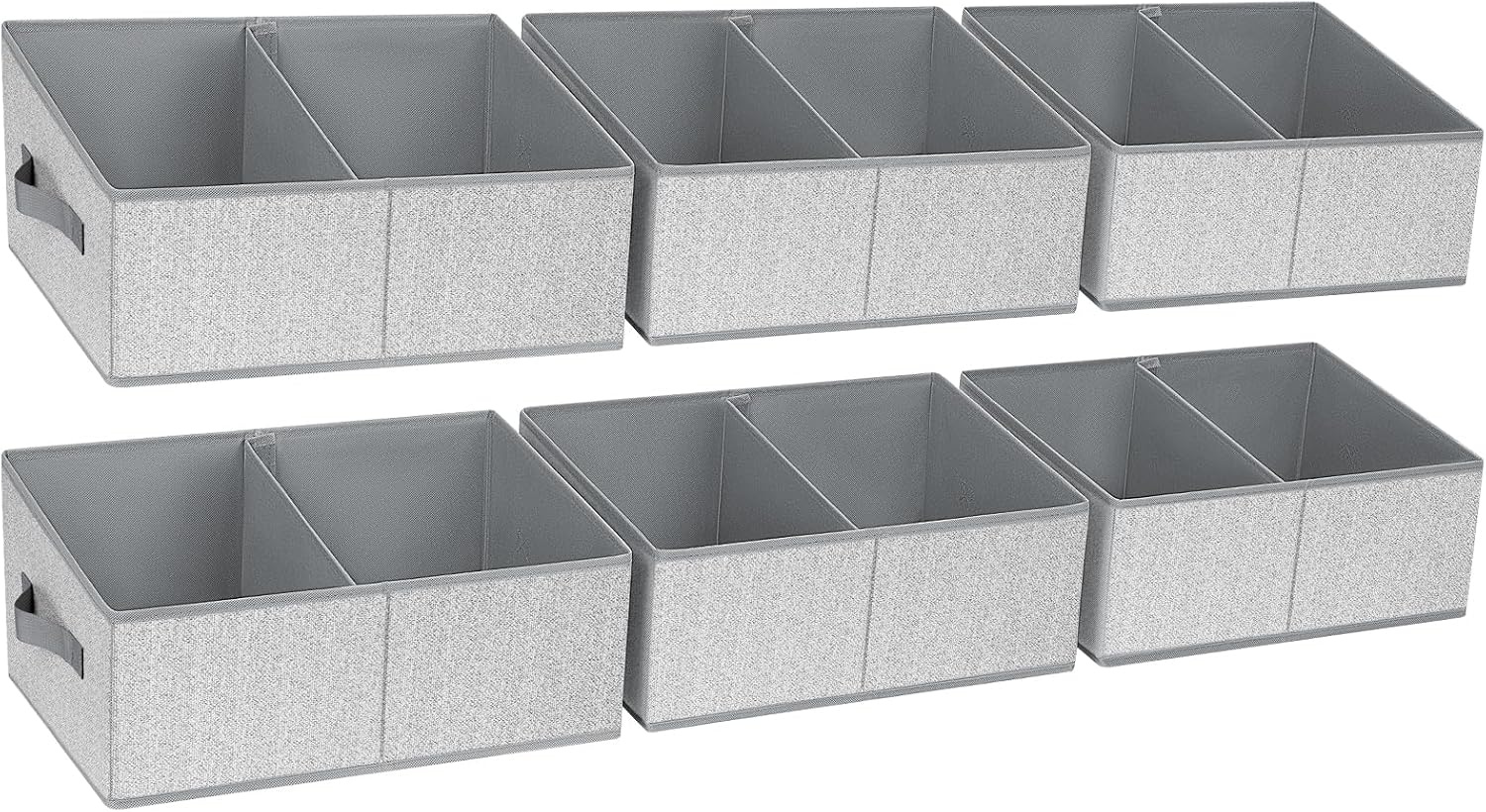 image:imageDIMJ Trapezoid Storage Bins for closet shelves Closet Organzier Bins with Handle Foldable Closet Storage Bins Basket Closet Organizers and Storage for Toys Books 6 Packs BlackBlended Gray